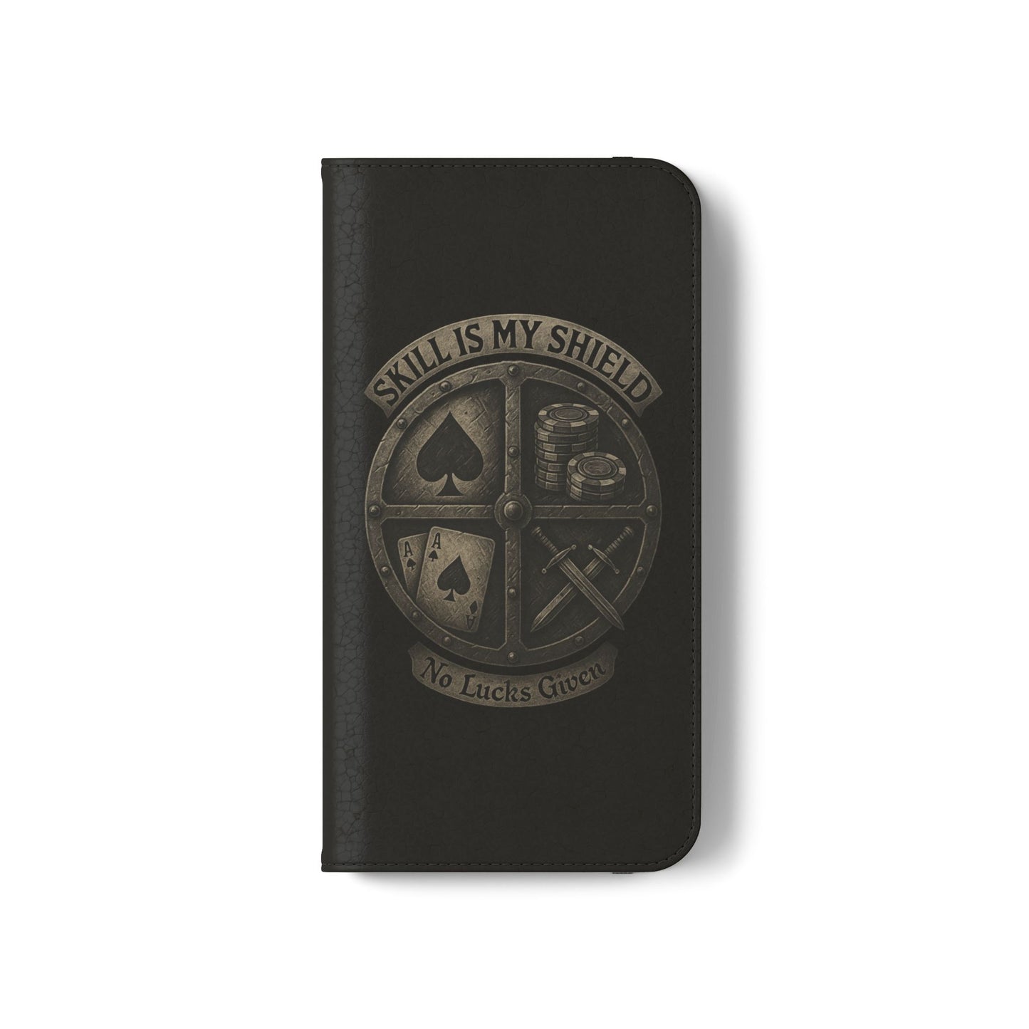 Skill Is My Shield Poker Phone Case | Zero Lucks – Ace of Spades & Crossed Swords – iPhone & Android Phone Cover