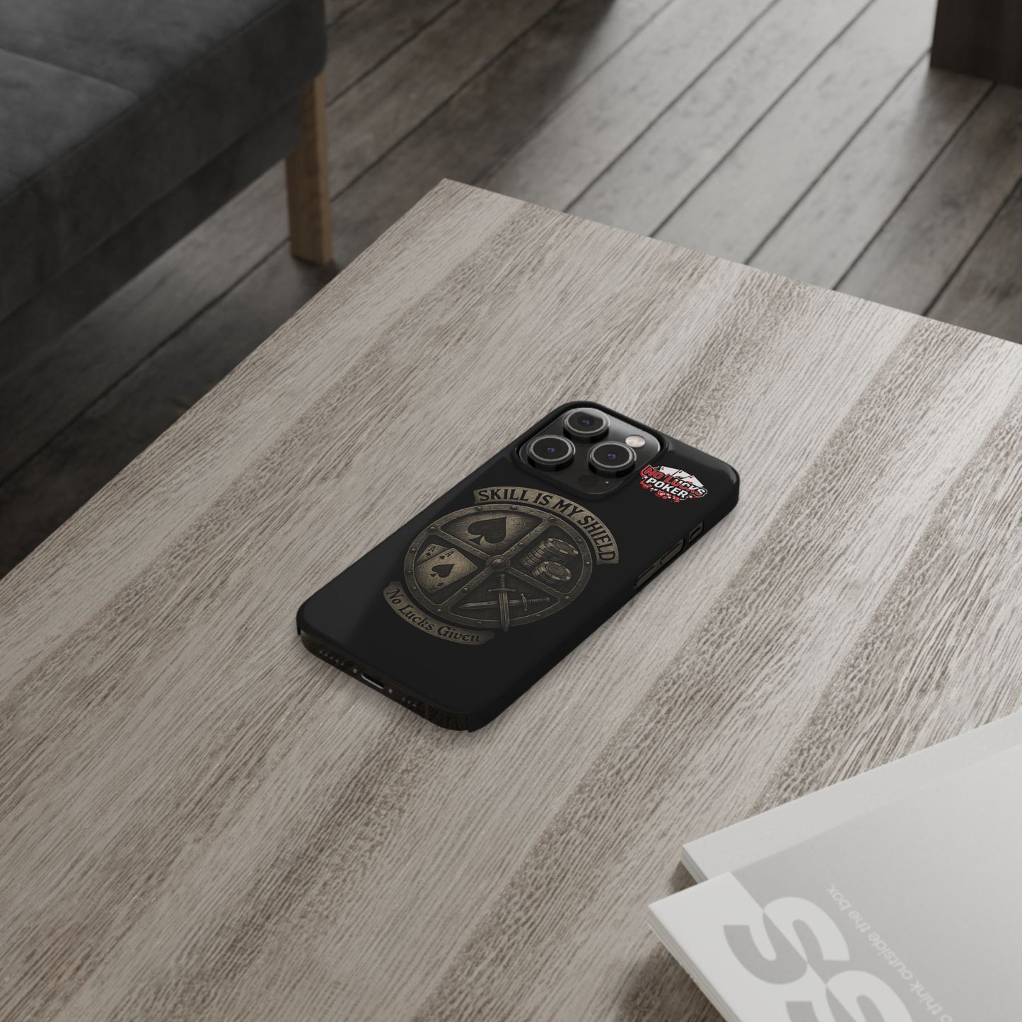 Skill Is My Shield Poker Phone Case | Zero Lucks – Ace of Spades & Crossed Swords -  iPhone 13 - 16
