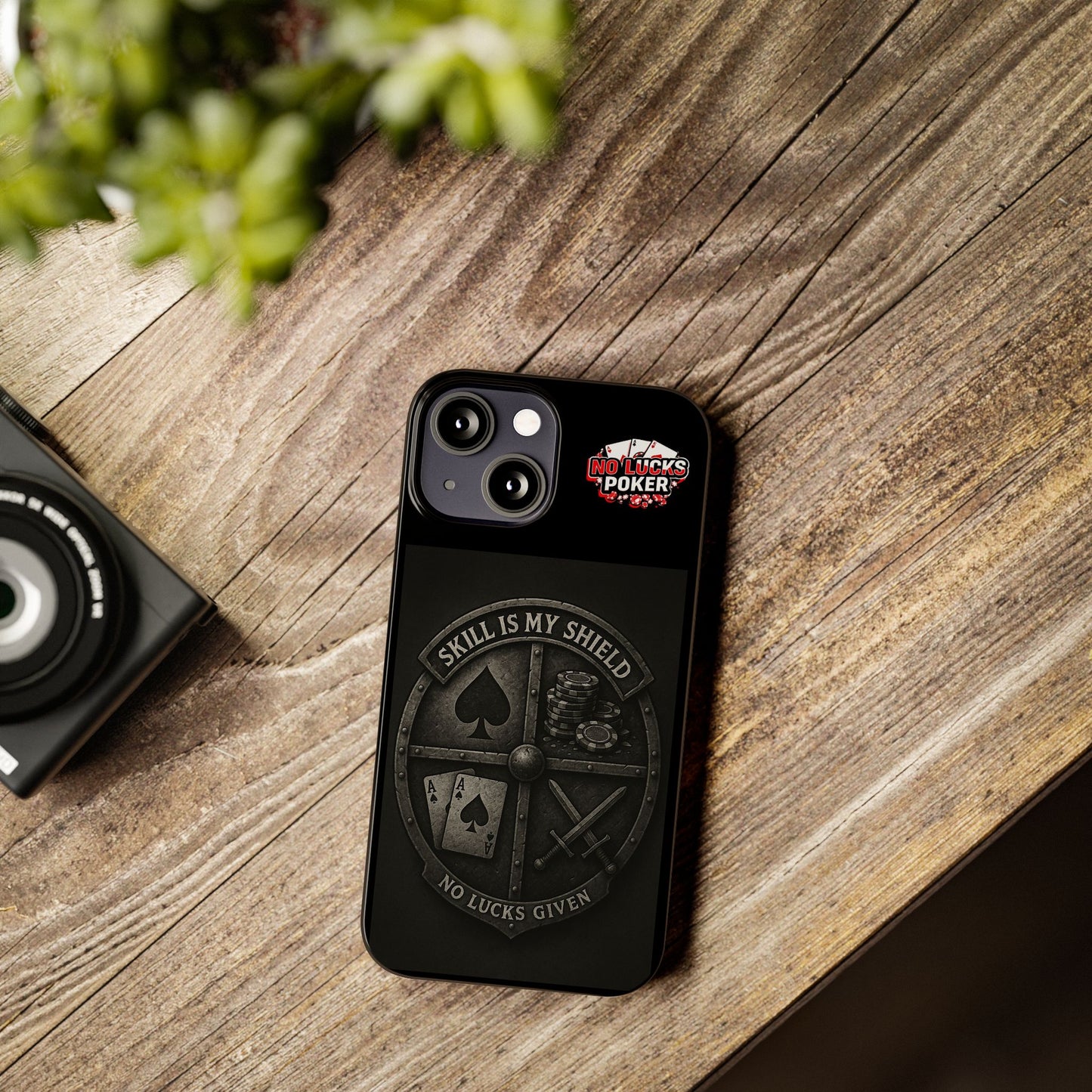 Skill Is My Shield Poker Phone Case | Zero Lucks – Ace of Spades & Crossed Swords -  iPhone 13 - 16