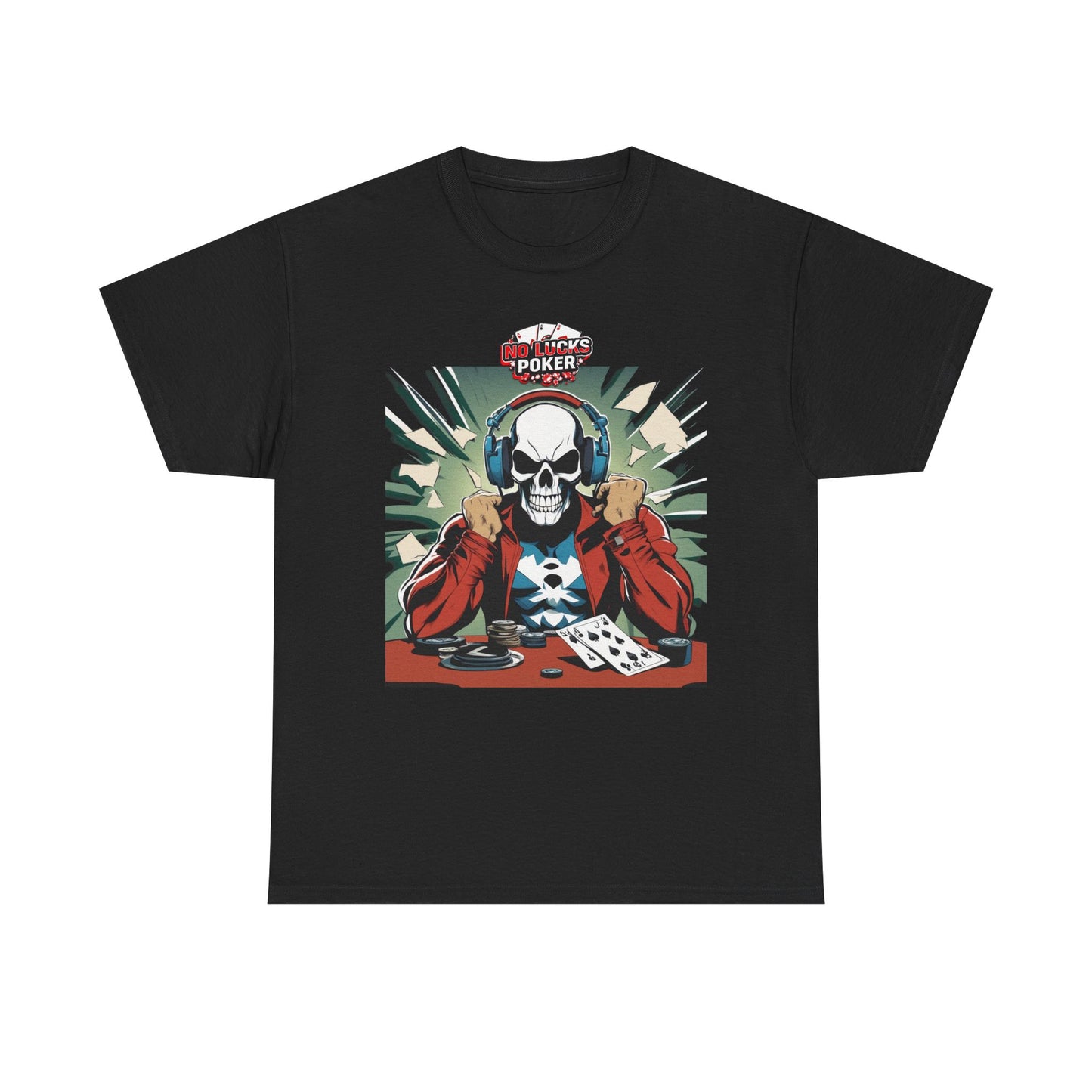 No Lucks Given – Poker Skull w/ Headphones Tee (Hero/Villain Edition)