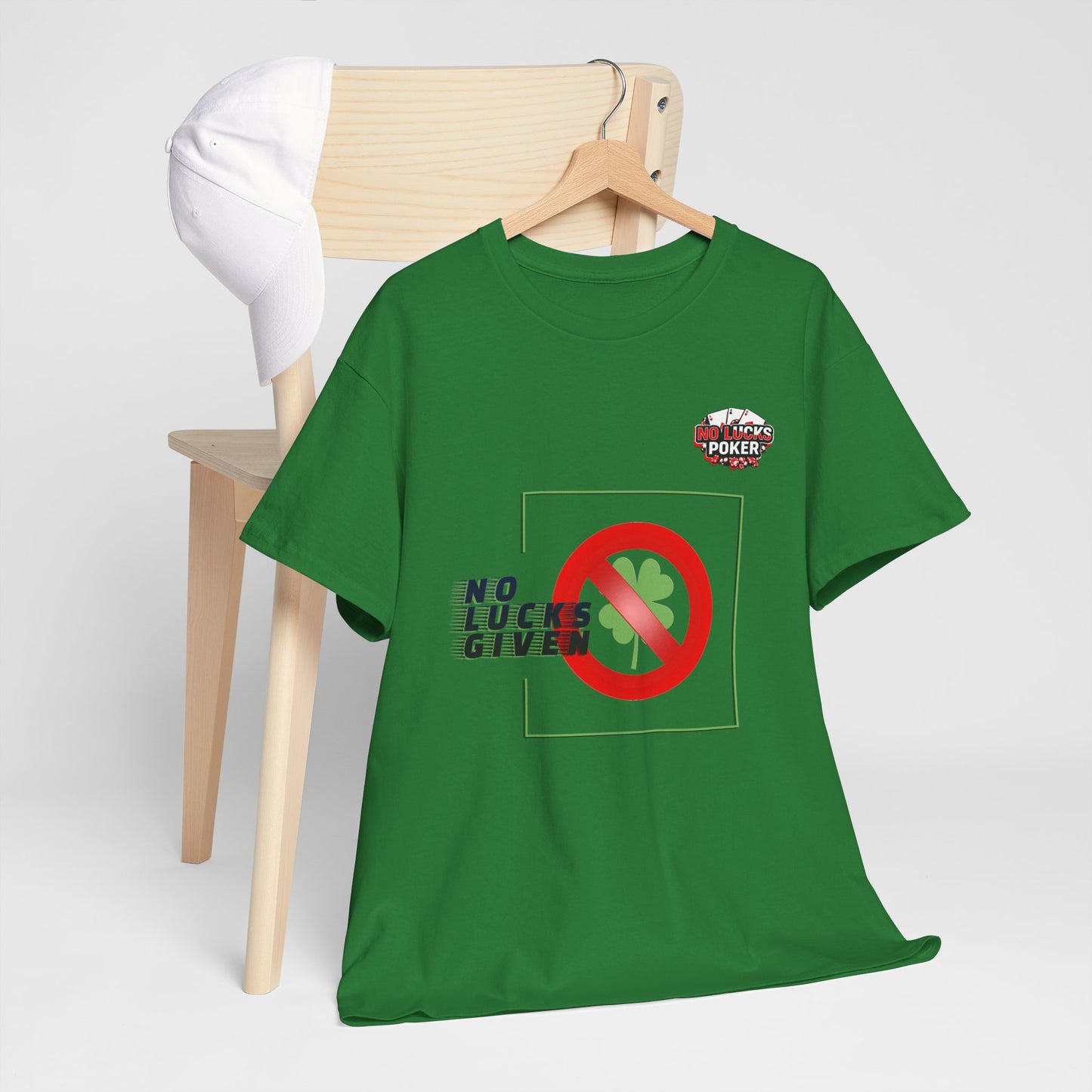 No Lucks Given Large Clover Poker T-Shirt Good Luck All-in