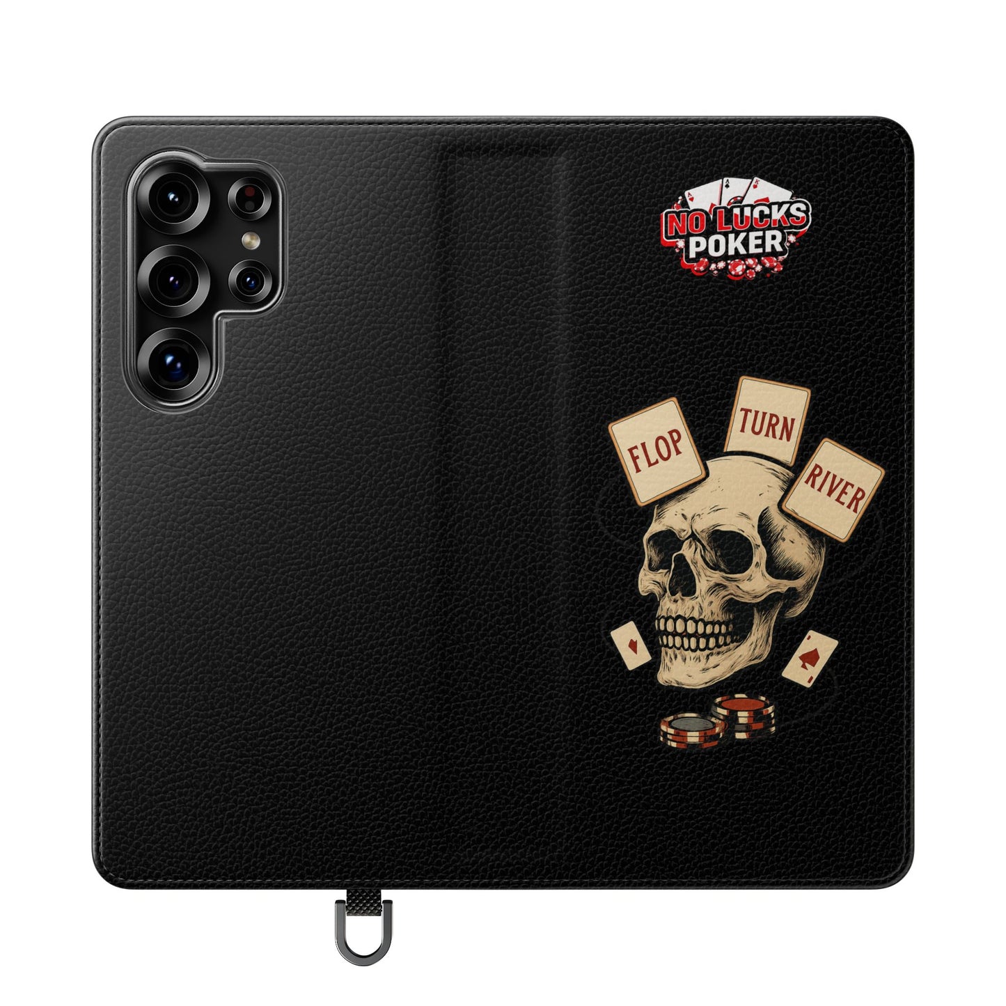 Flop Turn River Skull Wallet Phone Case | Zero Lucks – Poker Grind Gear