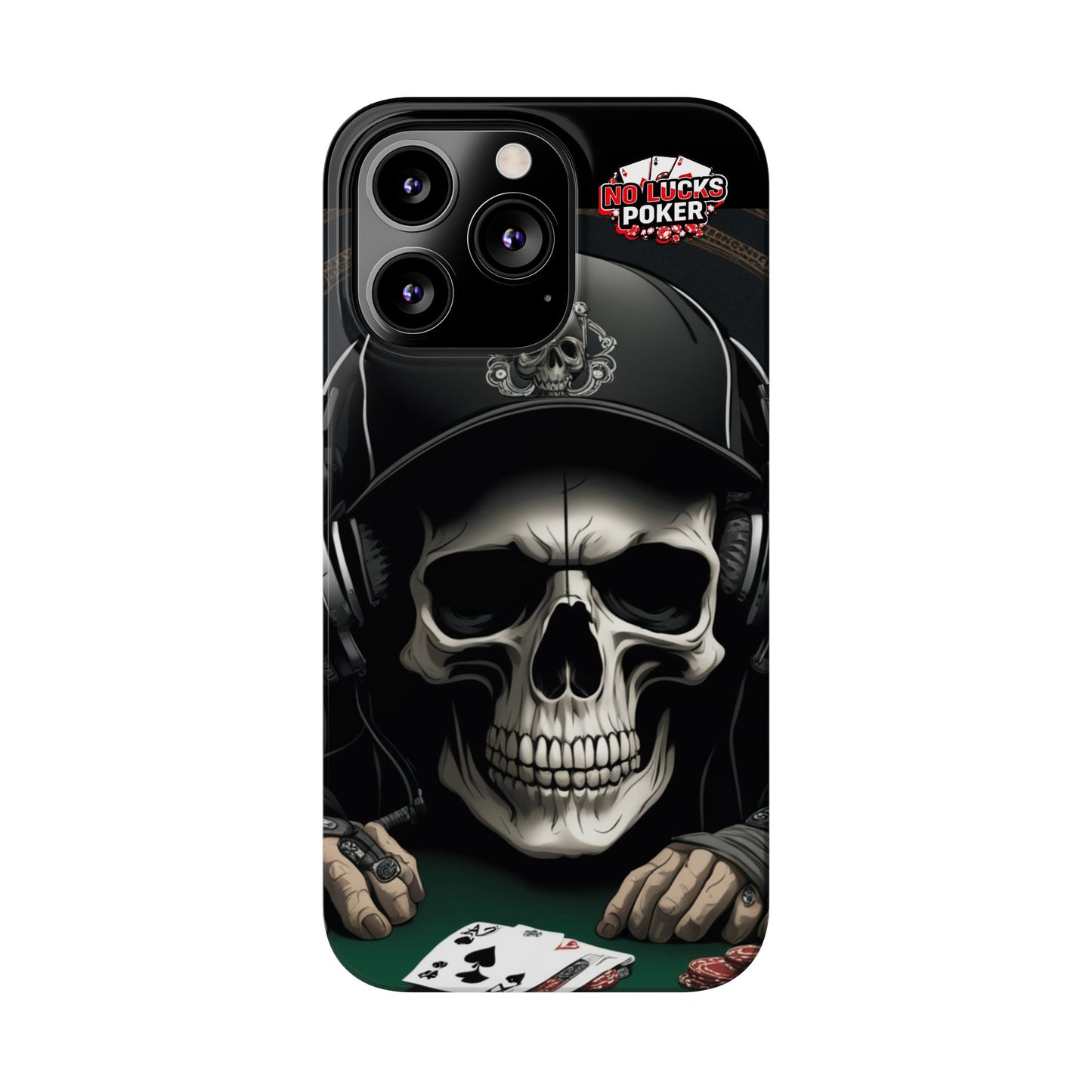 Poker Player with Skull at Poker Table Slim Phone Case -  iPhone 13 - 16