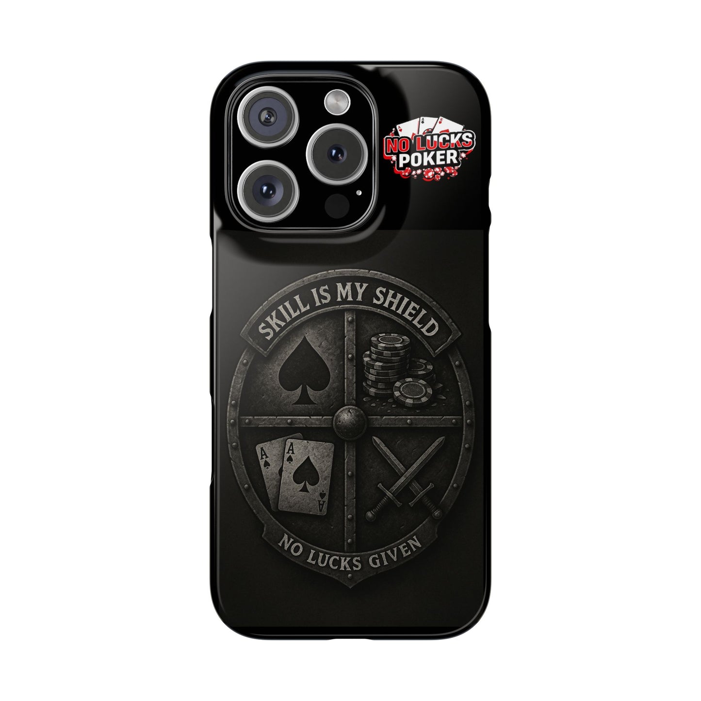Skill Is My Shield Poker Phone Case | Zero Lucks – Ace of Spades & Crossed Swords -  iPhone 13 - 16