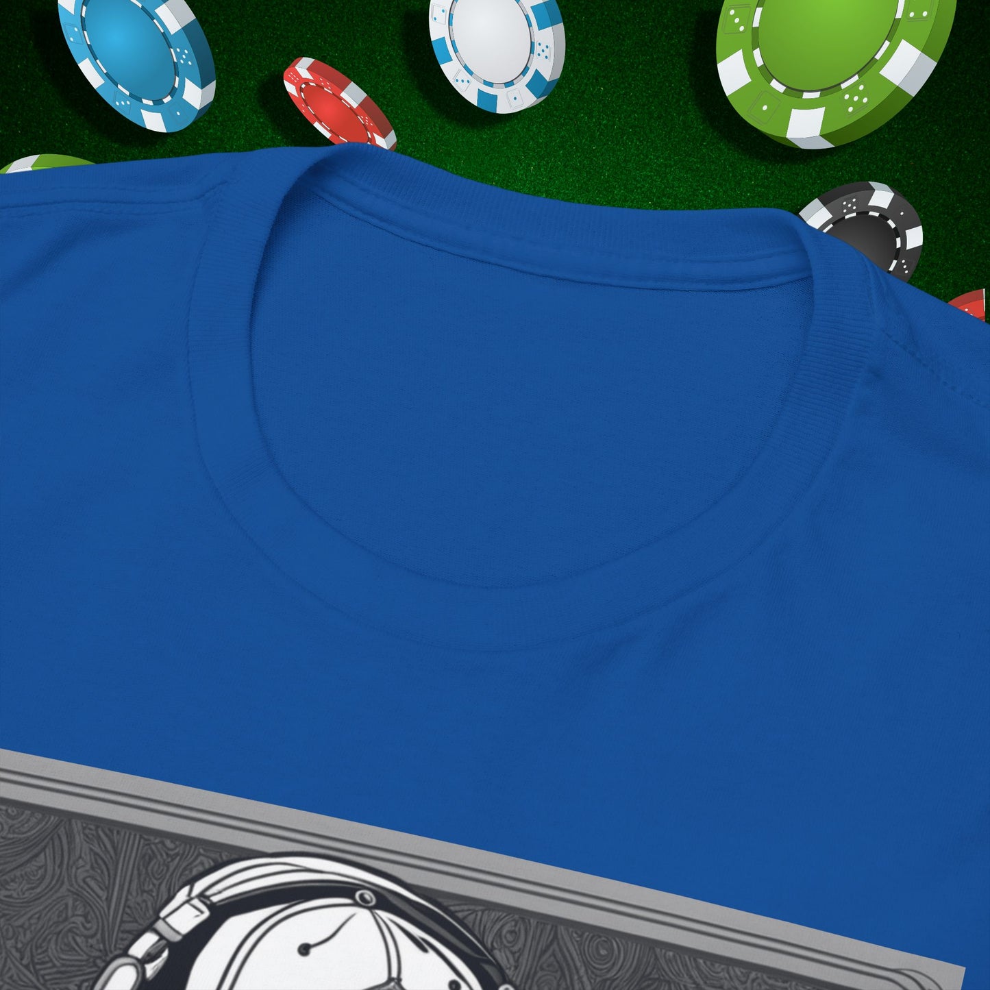Poker Skull in hoodie and headphones unisex heavy cotton T-shirt No Lucks Given