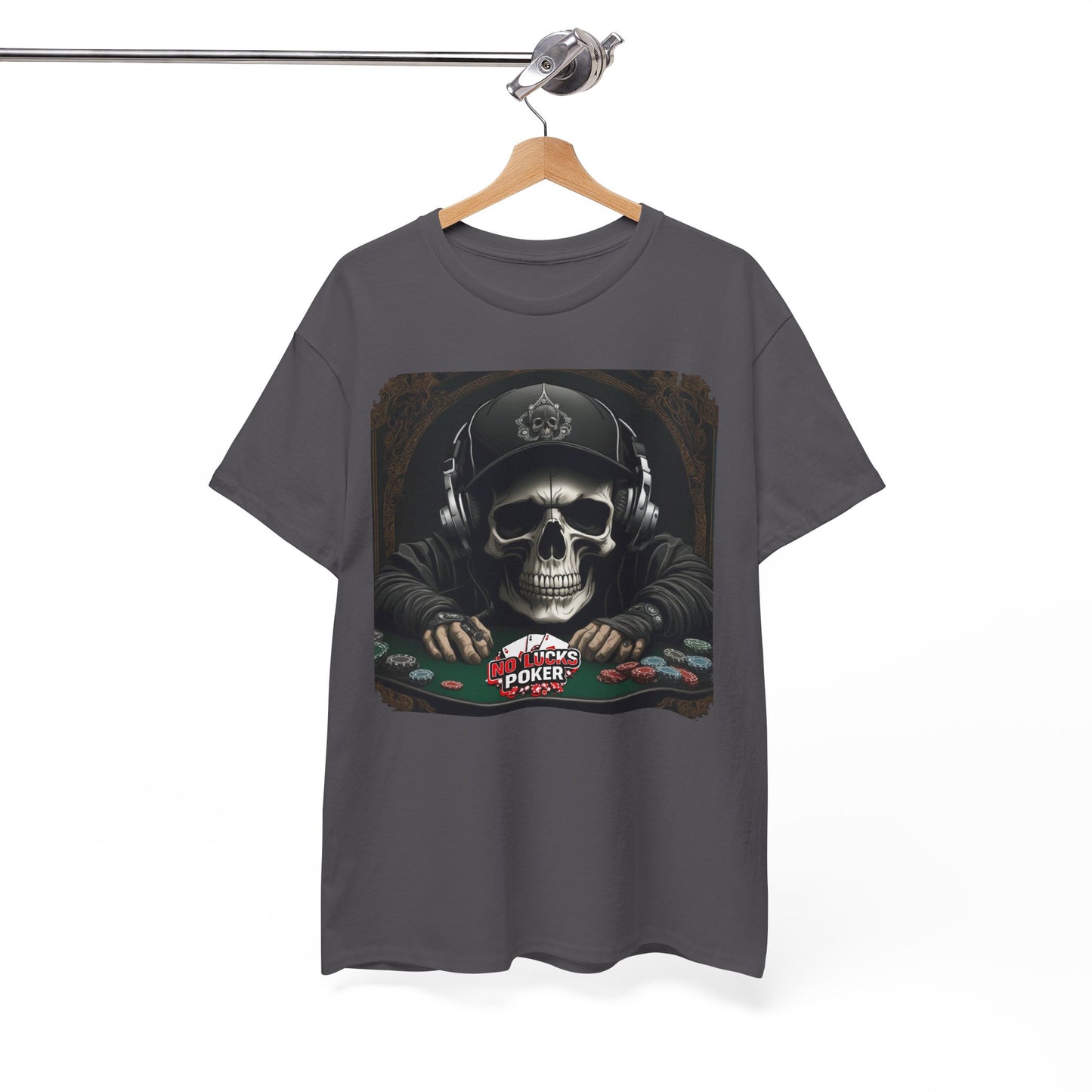 No Lucks Given – Hoodie Skull & Headphones Poker Tee