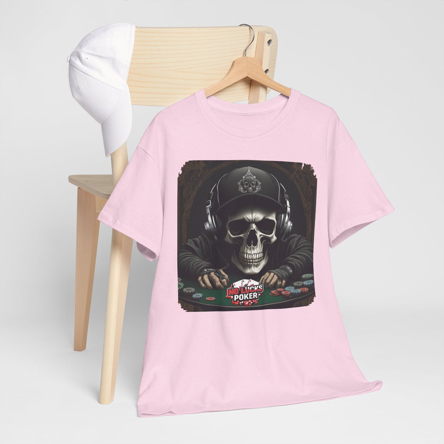 No Lucks Given – Hoodie Skull & Headphones Poker Tee
