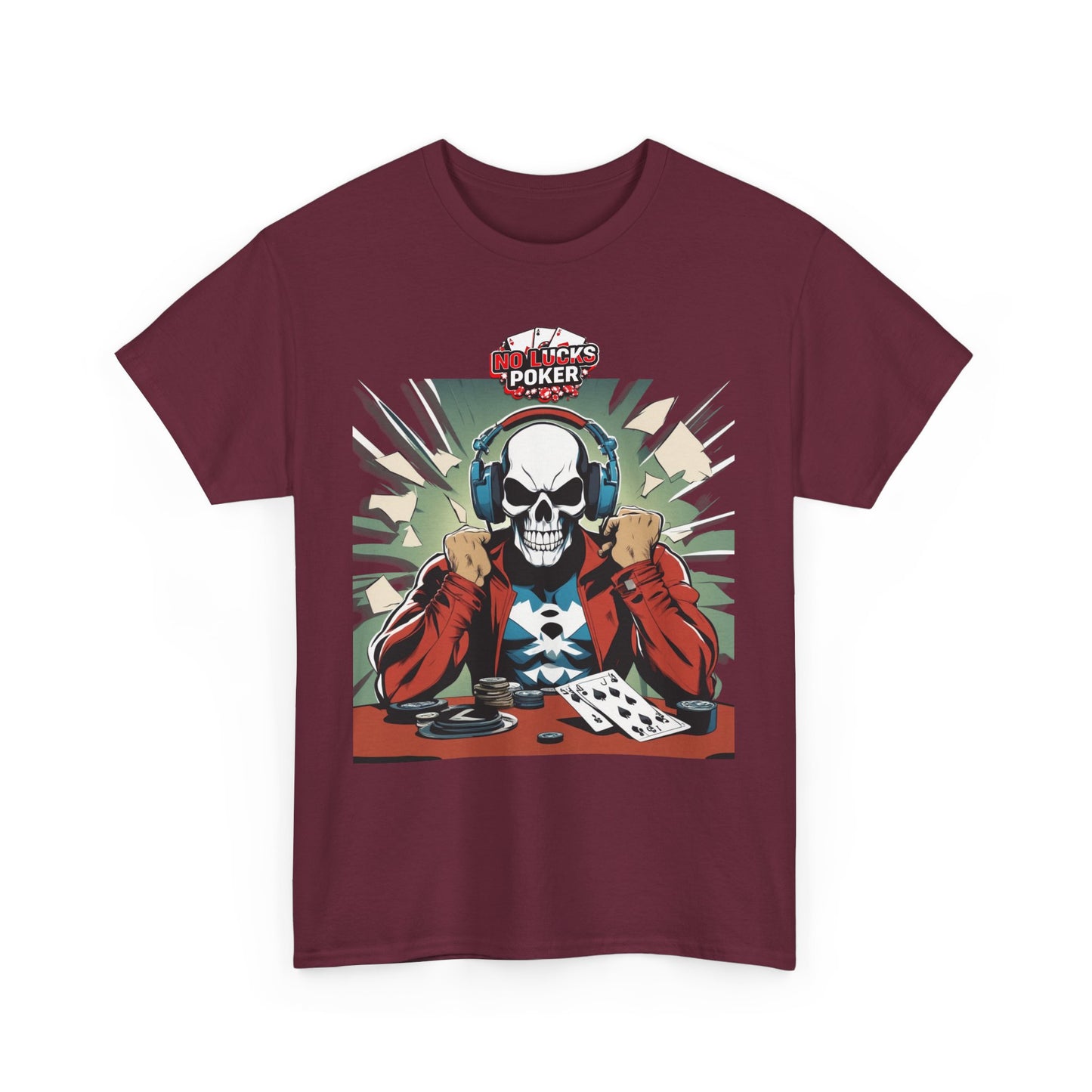 No Lucks Given – Poker Skull w/ Headphones Tee (Hero/Villain Edition)