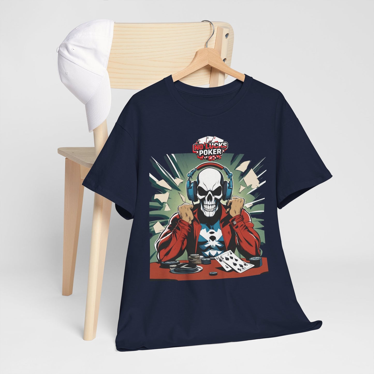 No Lucks Given – Poker Skull w/ Headphones Tee (Hero/Villain Edition)