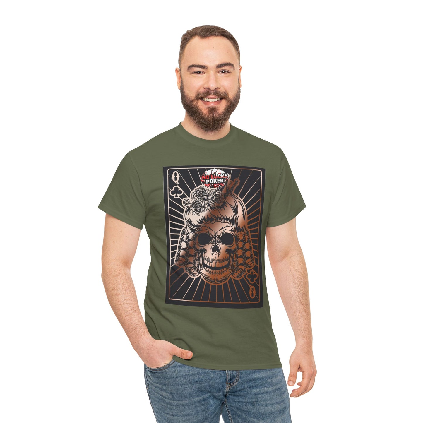 No Lucks Given Angry Queen of Clubs Copper Poker T-Shirt Must have Good Luck All-in