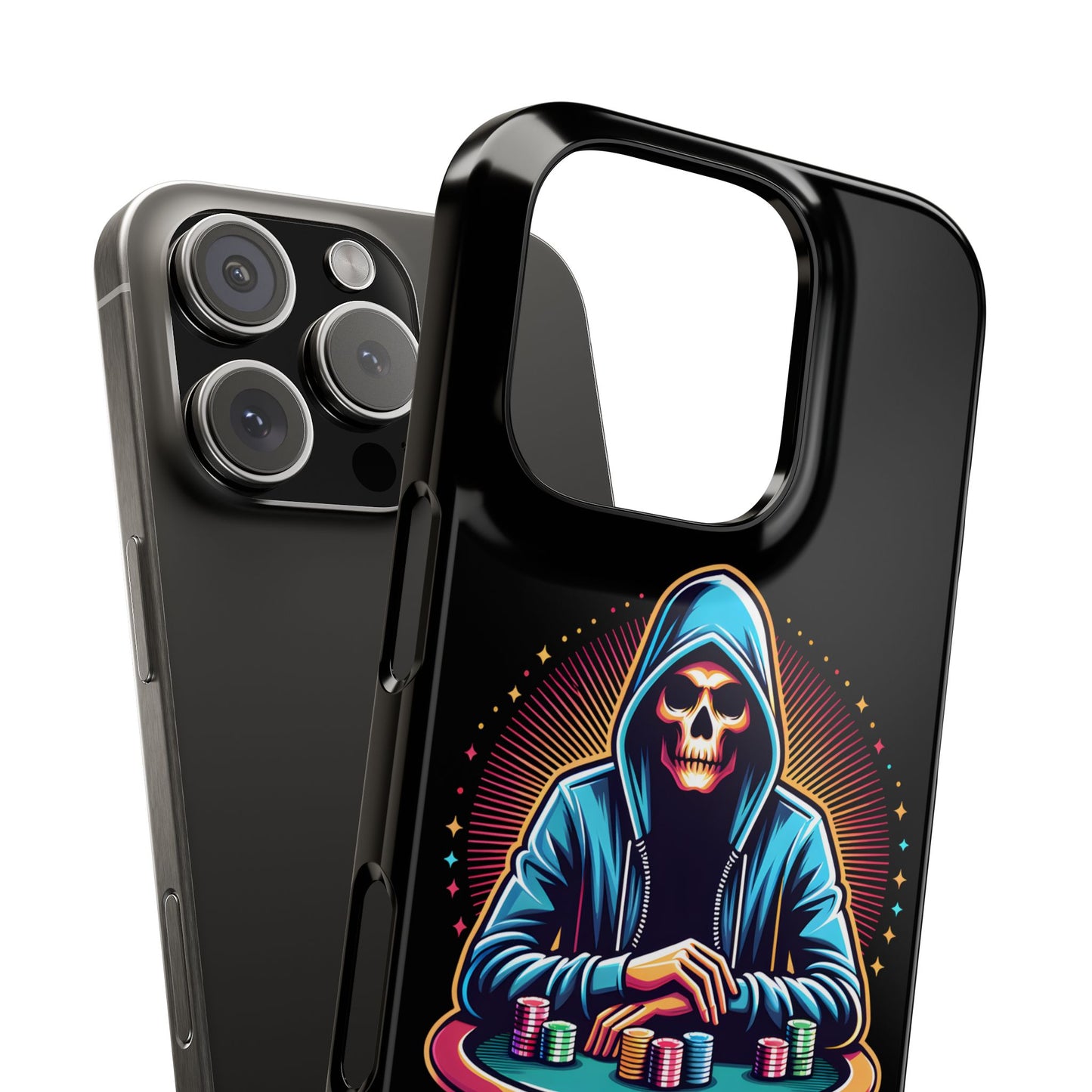 Poker Player with Skull at Poker Table Slim Phone Case -  iPhone 13 - 15