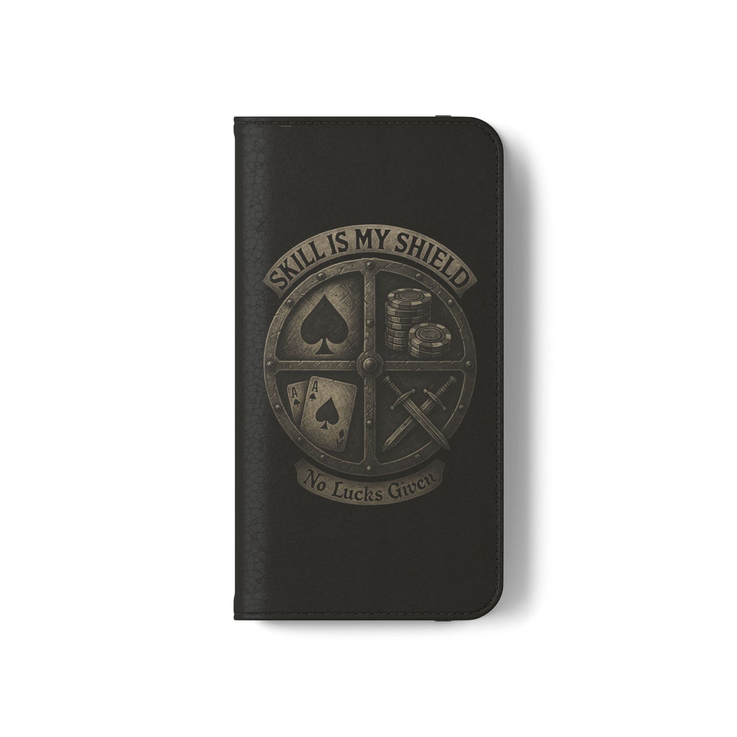 Skill Is My Shield Poker Phone Case | Zero Lucks – Ace of Spades & Crossed Swords – iPhone & Android Phone Cover