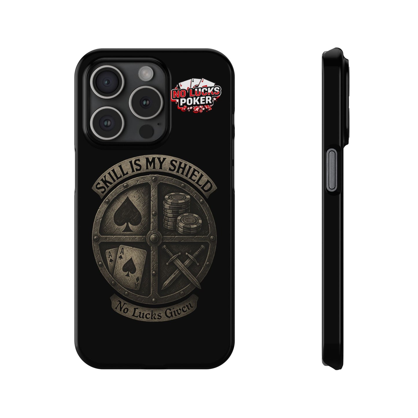 Skill Is My Shield Poker Phone Case | Zero Lucks – Ace of Spades & Crossed Swords -  iPhone 13 - 16