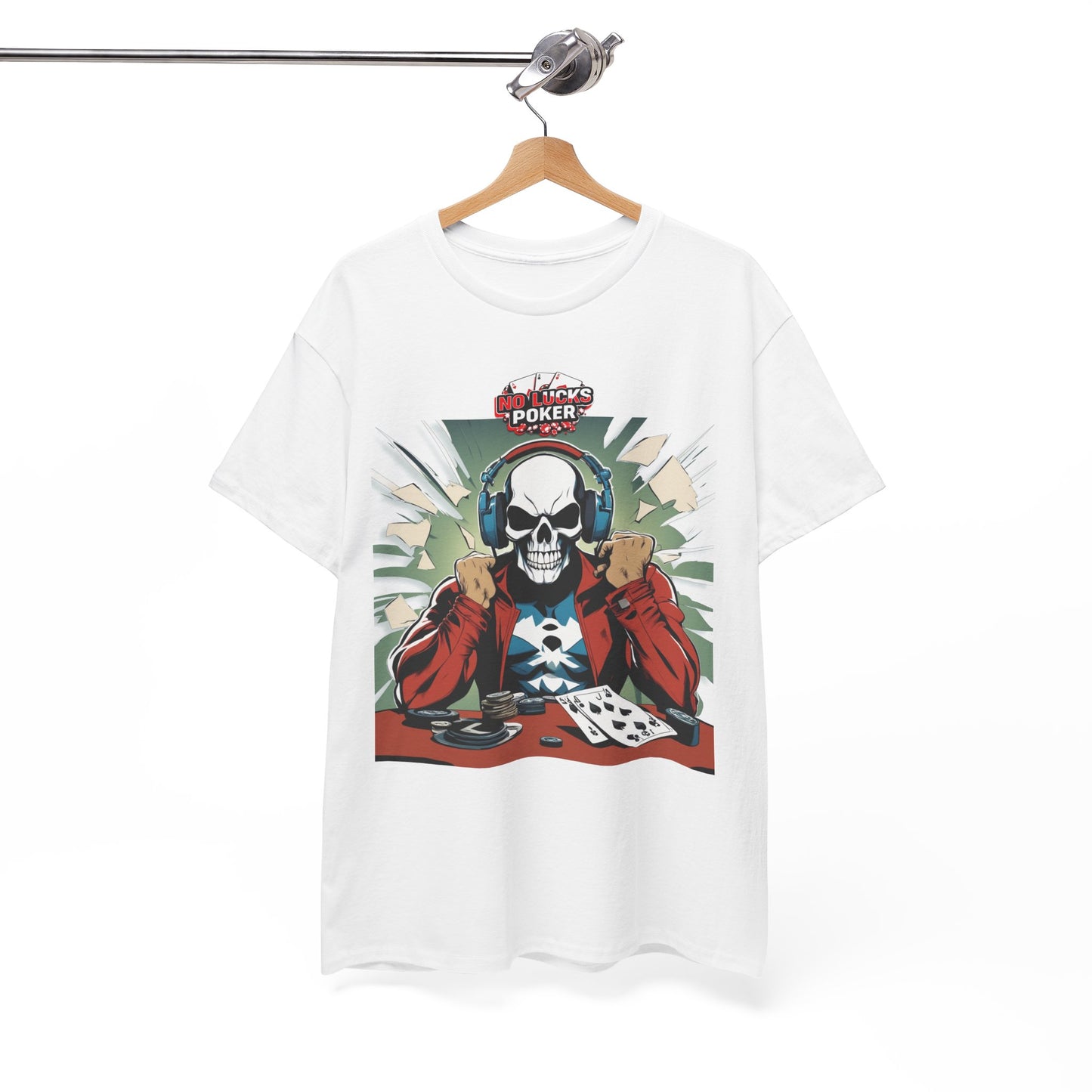 No Lucks Given – Poker Skull w/ Headphones Tee (Hero/Villain Edition)