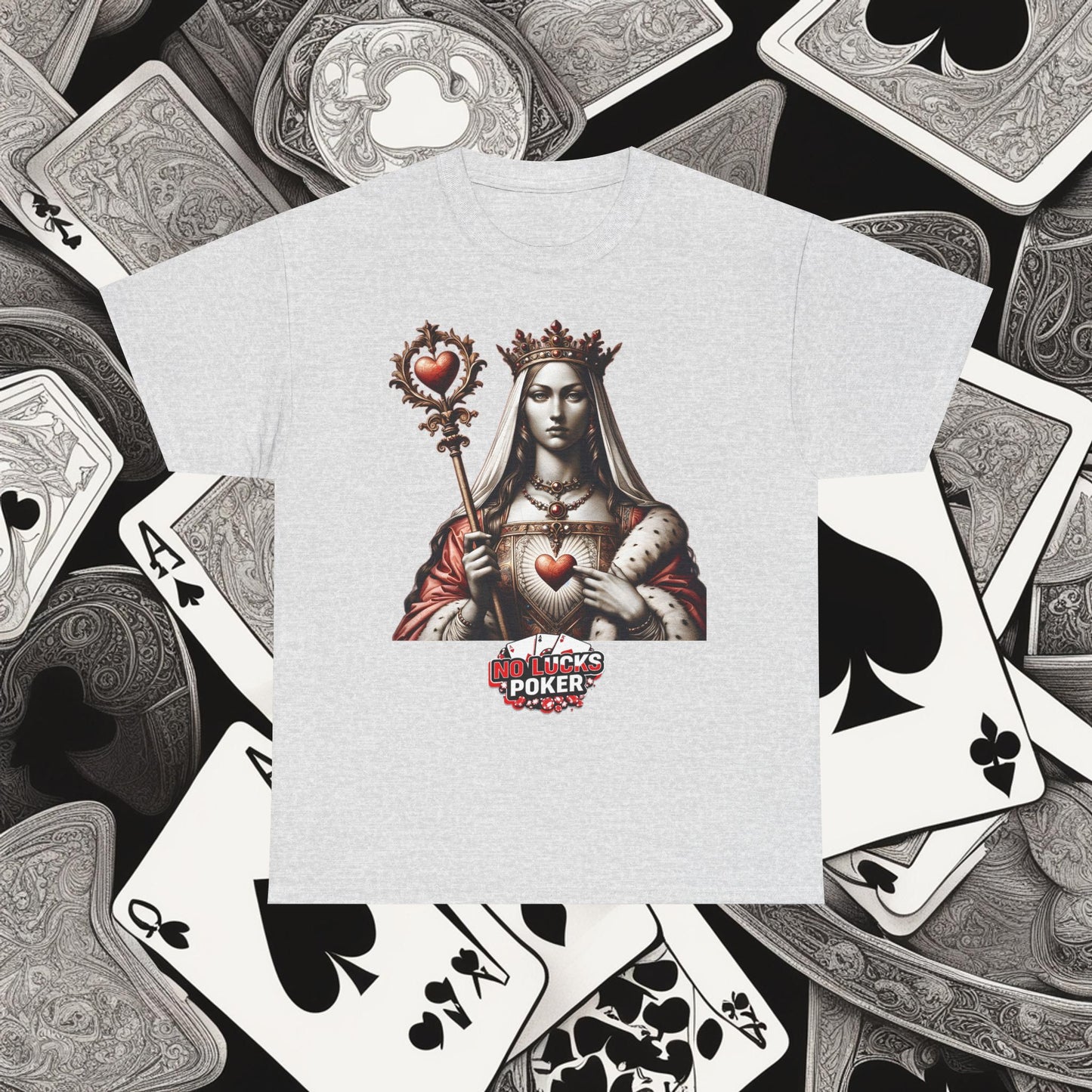 Queen of Hearts Poker T-Shirt | Unisex Heavy Cotton Tee
