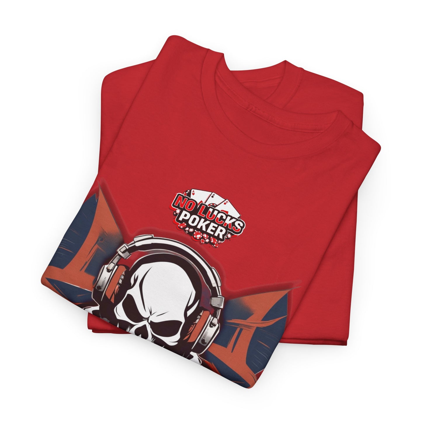 No Lucks Given – Hero/Villain Poker Skull Tee (Headphones Edition)