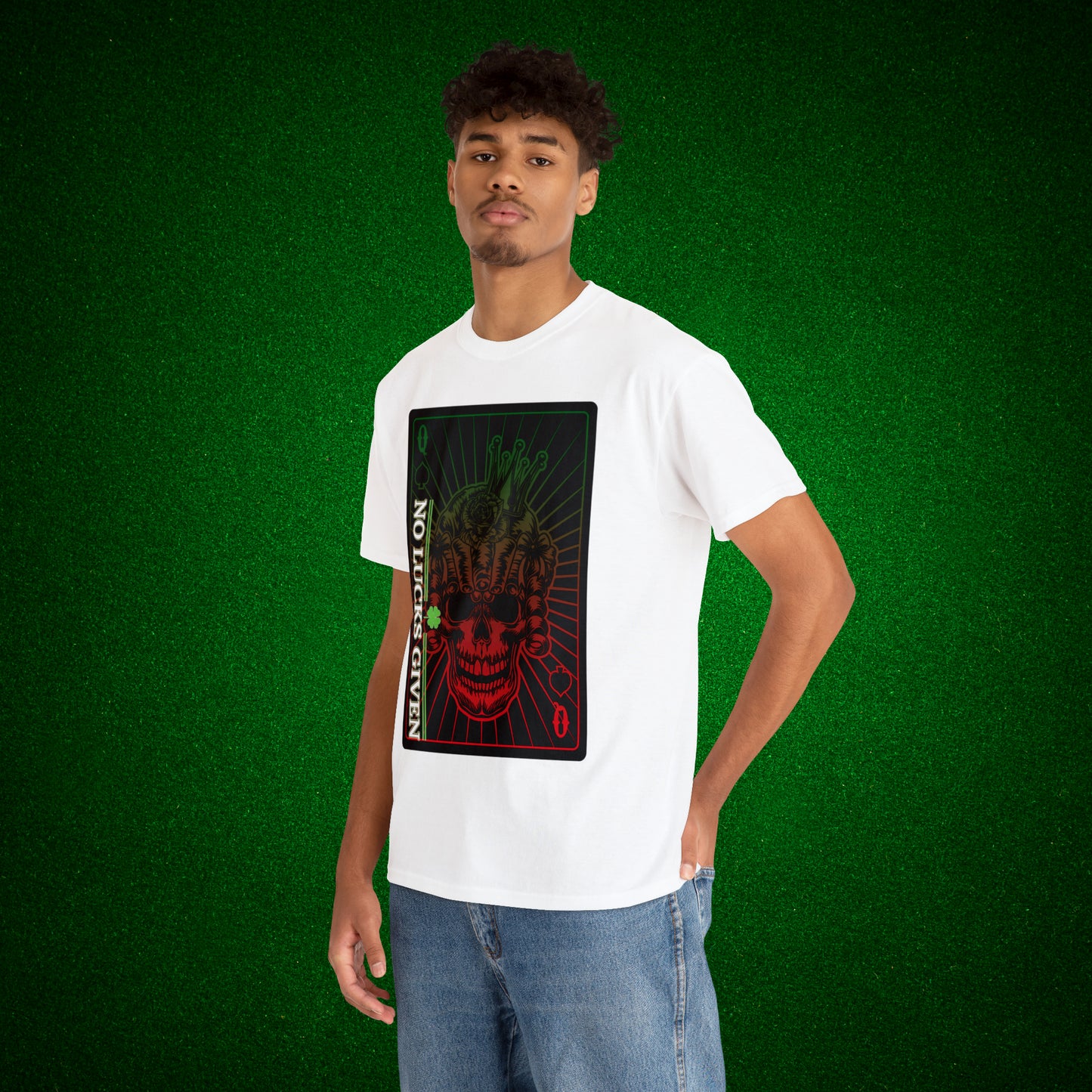 No Lucks Given Angry Queen of Spades Green Red Poker T-Shirt Must have Good Luck All-in