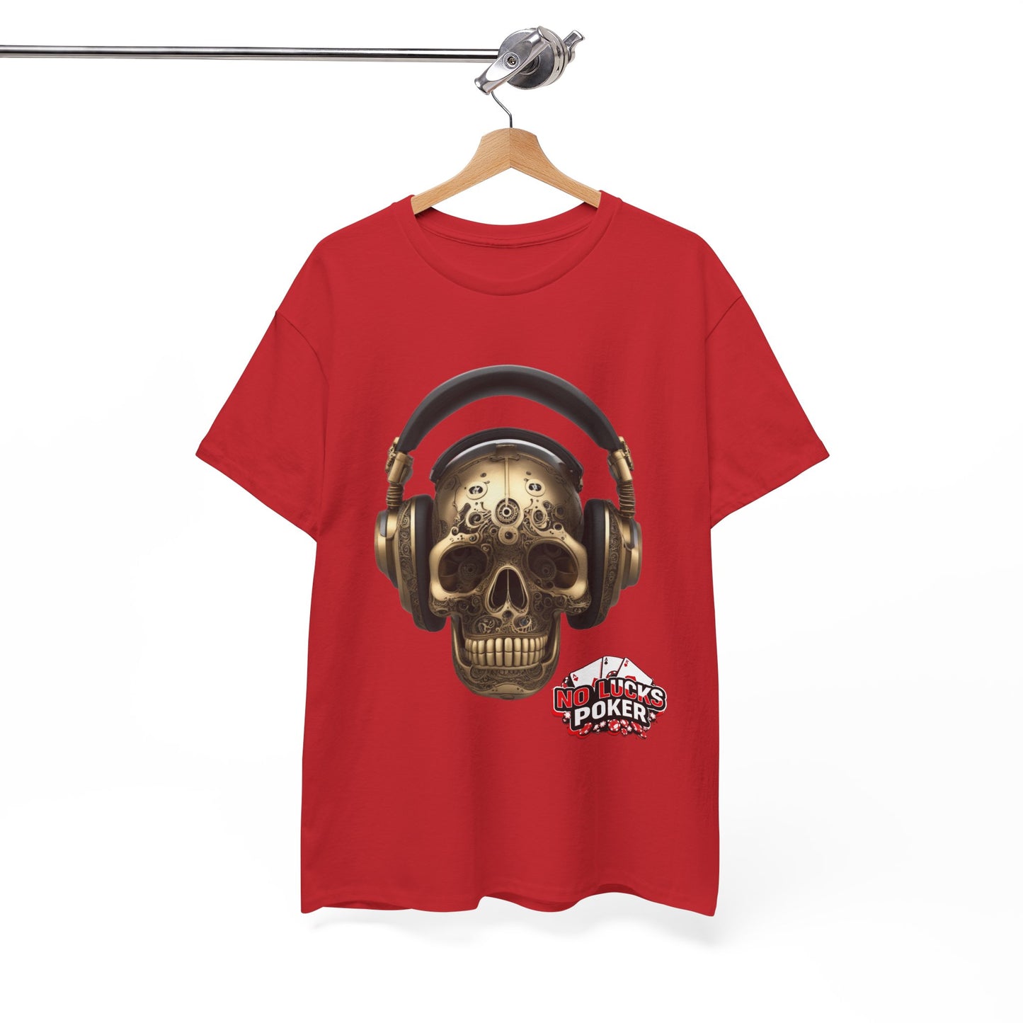 Clockwork steampunk Skull with headphones unisex heavy cotton T-shirt