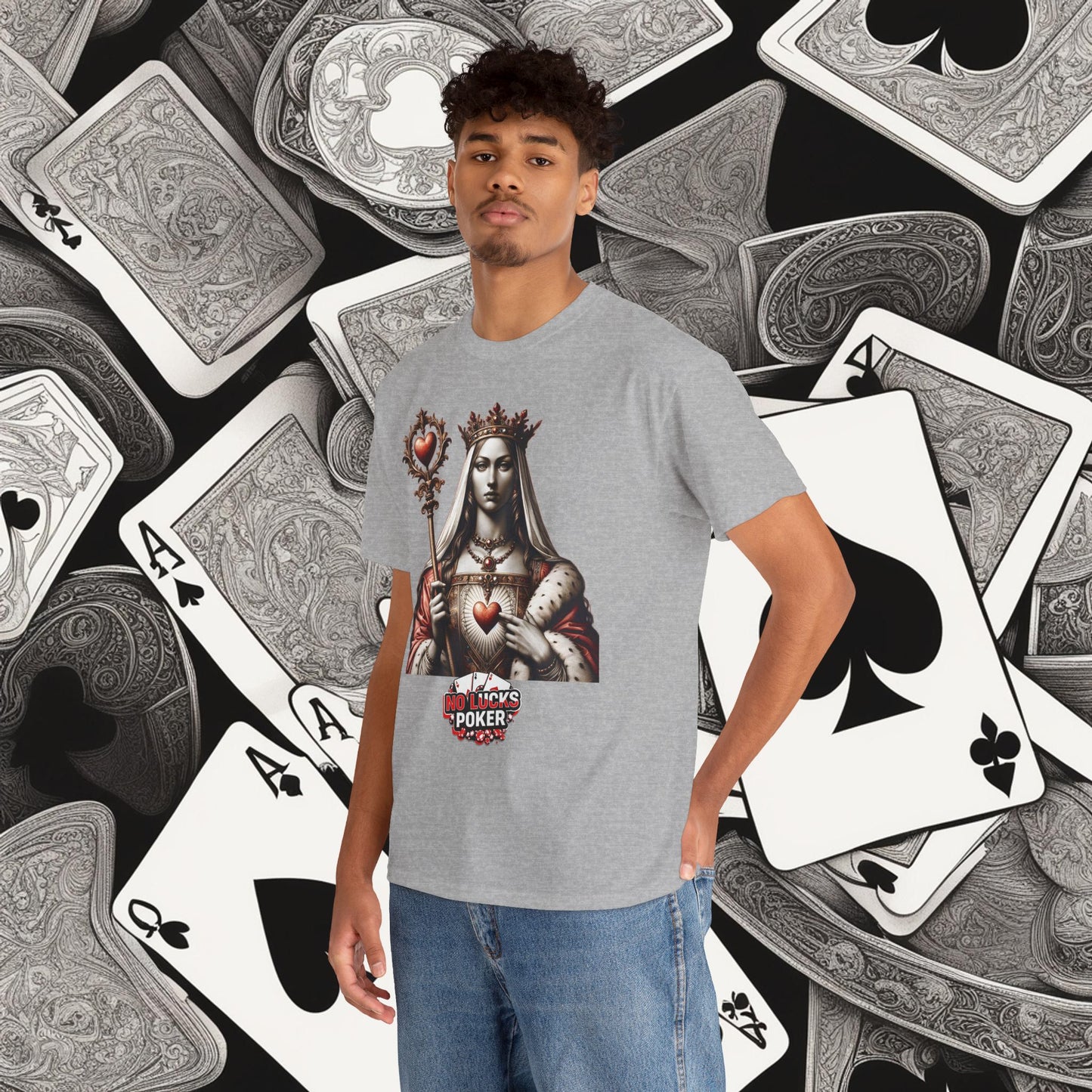 Queen of Hearts Poker T-Shirt | Unisex Heavy Cotton Tee