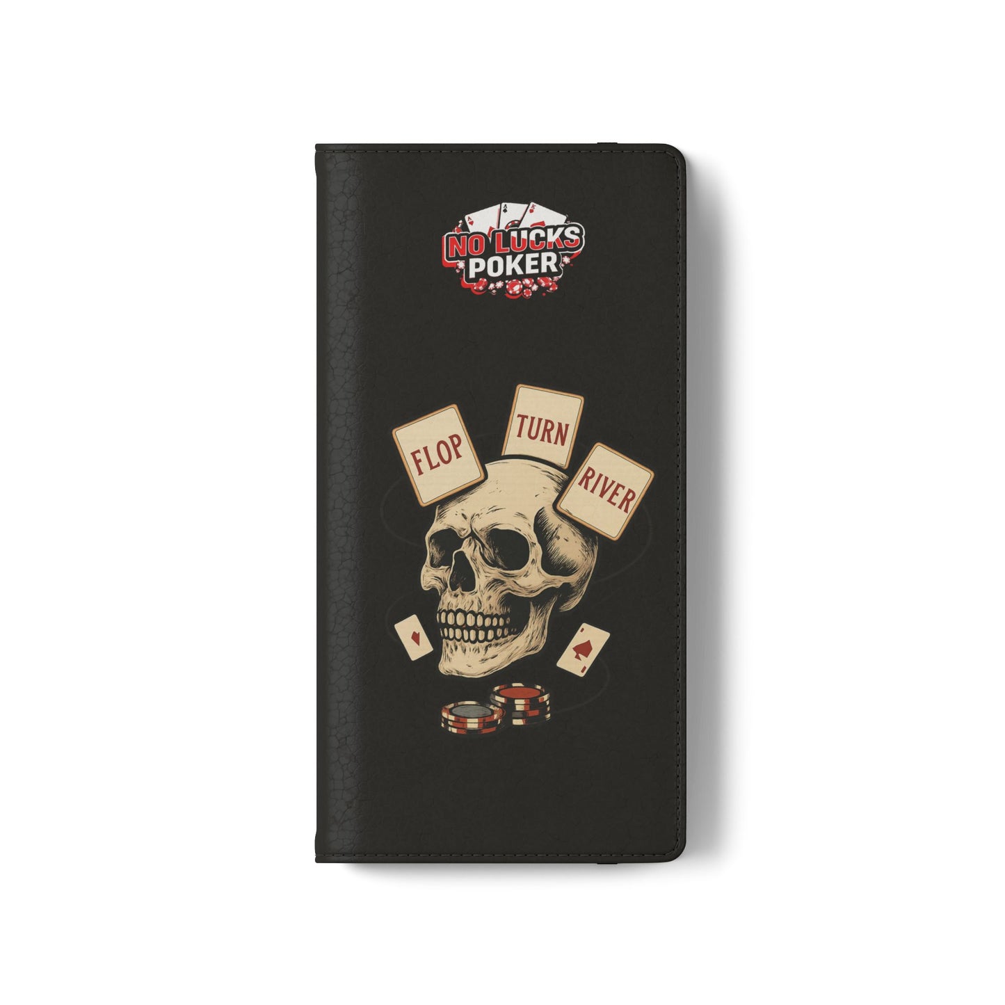 Flop Turn River Skull Wallet Phone Case | Zero Lucks – Poker Grind Gear