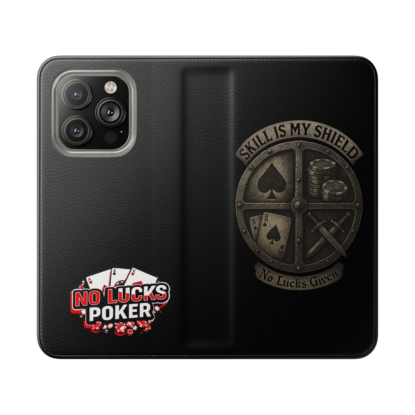 Skill Is My Shield Poker Phone Case | Zero Lucks – Ace of Spades & Crossed Swords – iPhone & Android Phone Cover