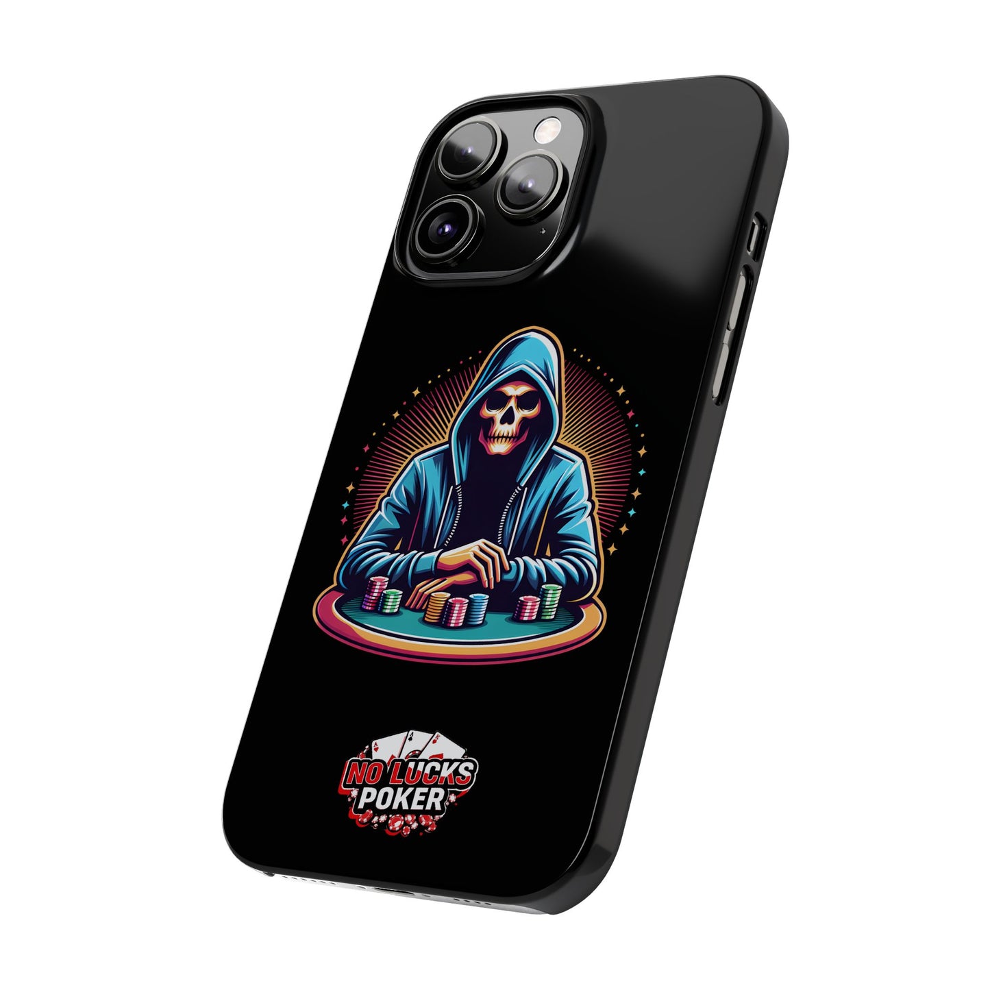 Poker Player with Skull at Poker Table Slim Phone Case -  iPhone 13 - 15
