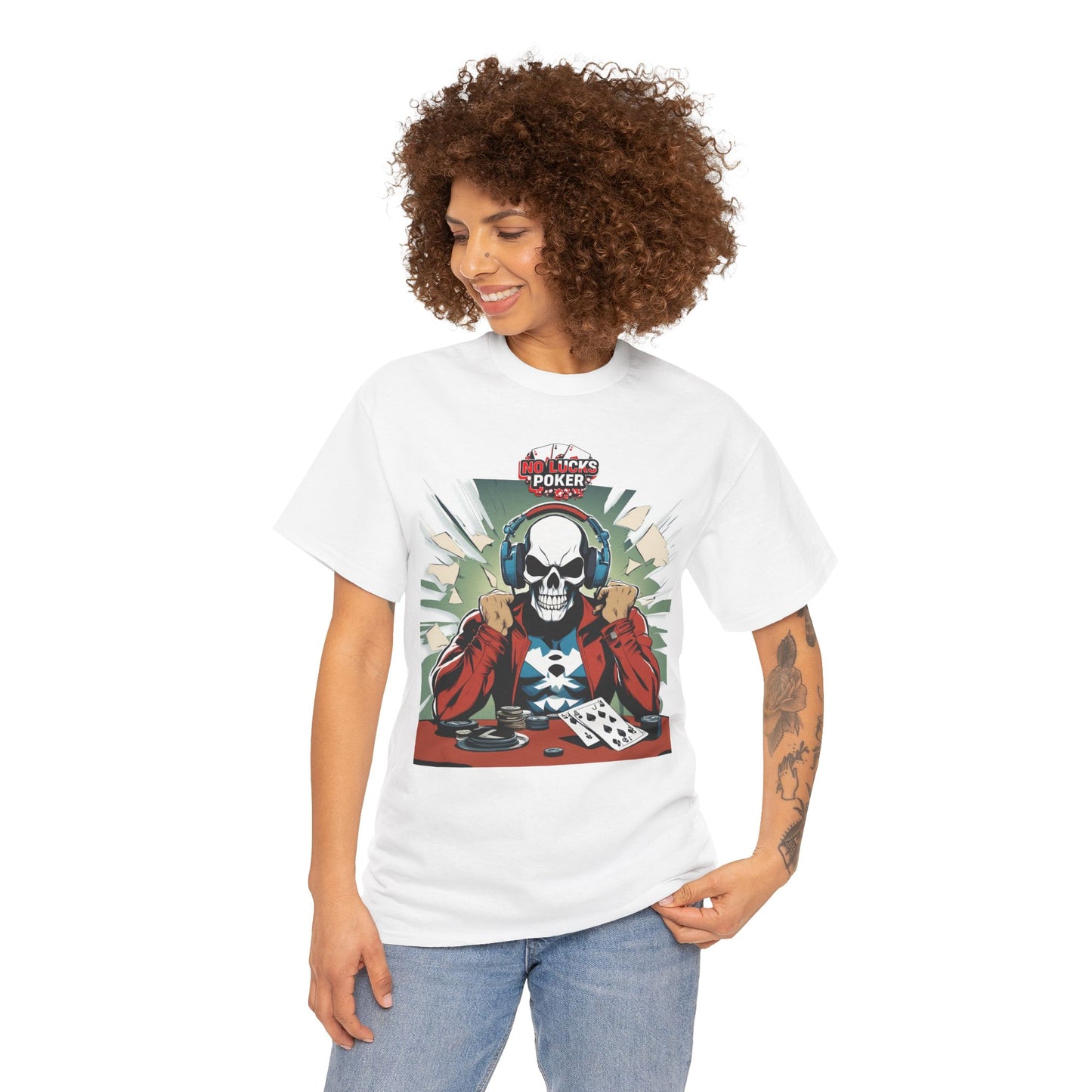 No Lucks Given – Poker Skull w/ Headphones Tee (Hero/Villain Edition)