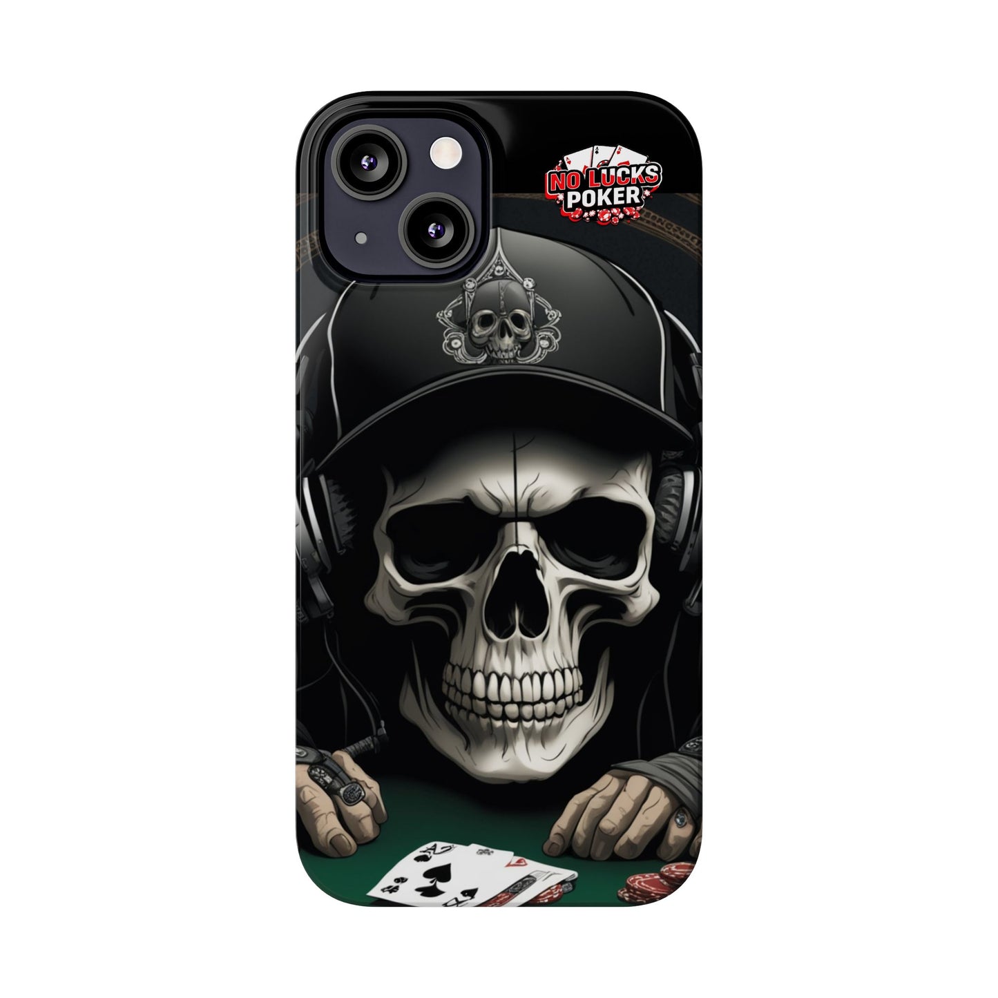 Poker Player with Skull at Poker Table Slim Phone Case -  iPhone 13 - 16