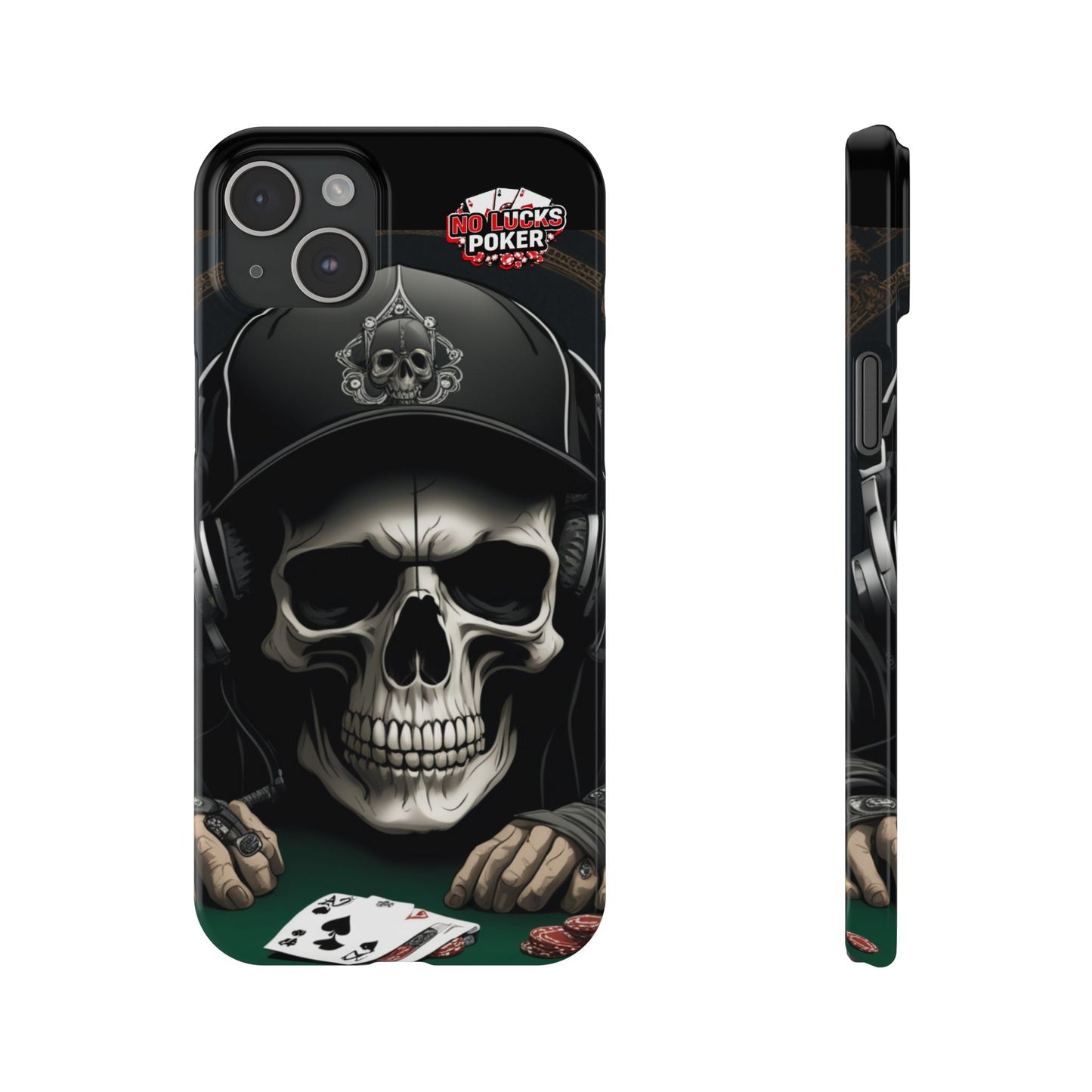 Poker Player with Skull at Poker Table Slim Phone Case -  iPhone 13 - 16