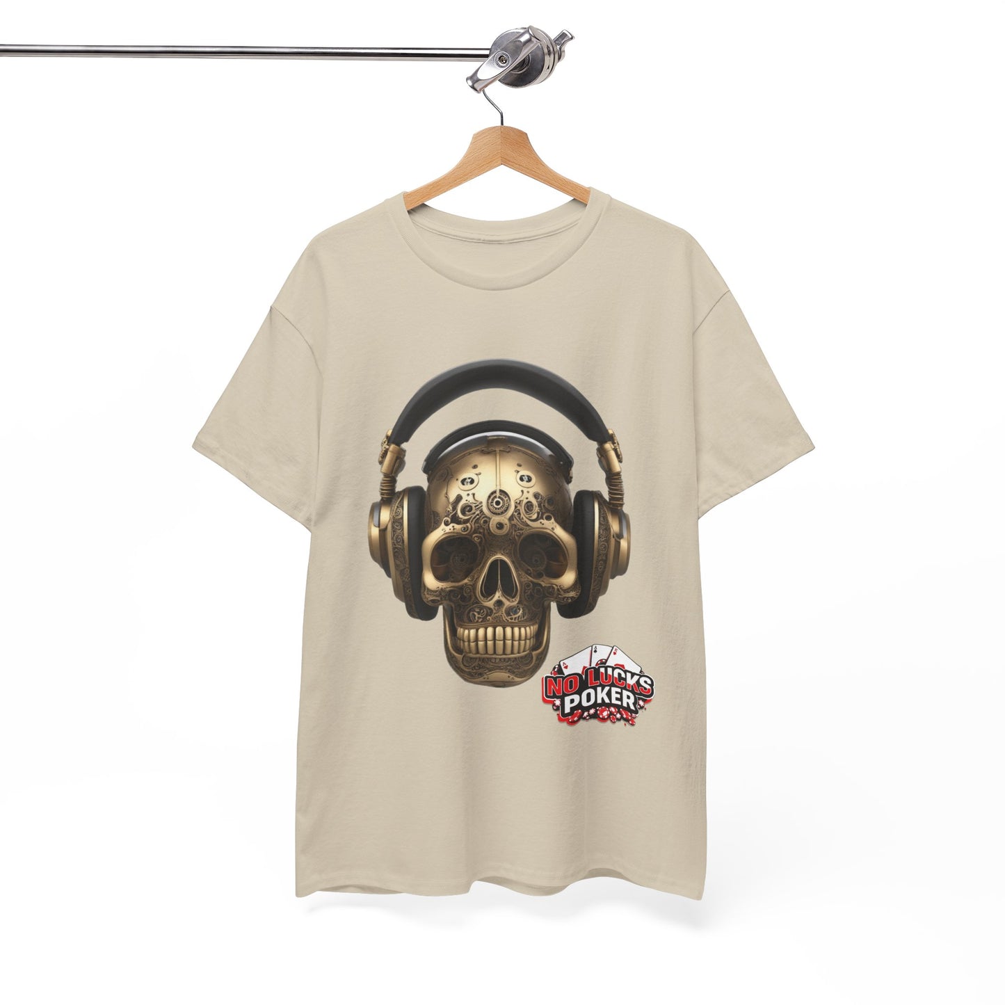 Clockwork steampunk Skull with headphones unisex heavy cotton T-shirt