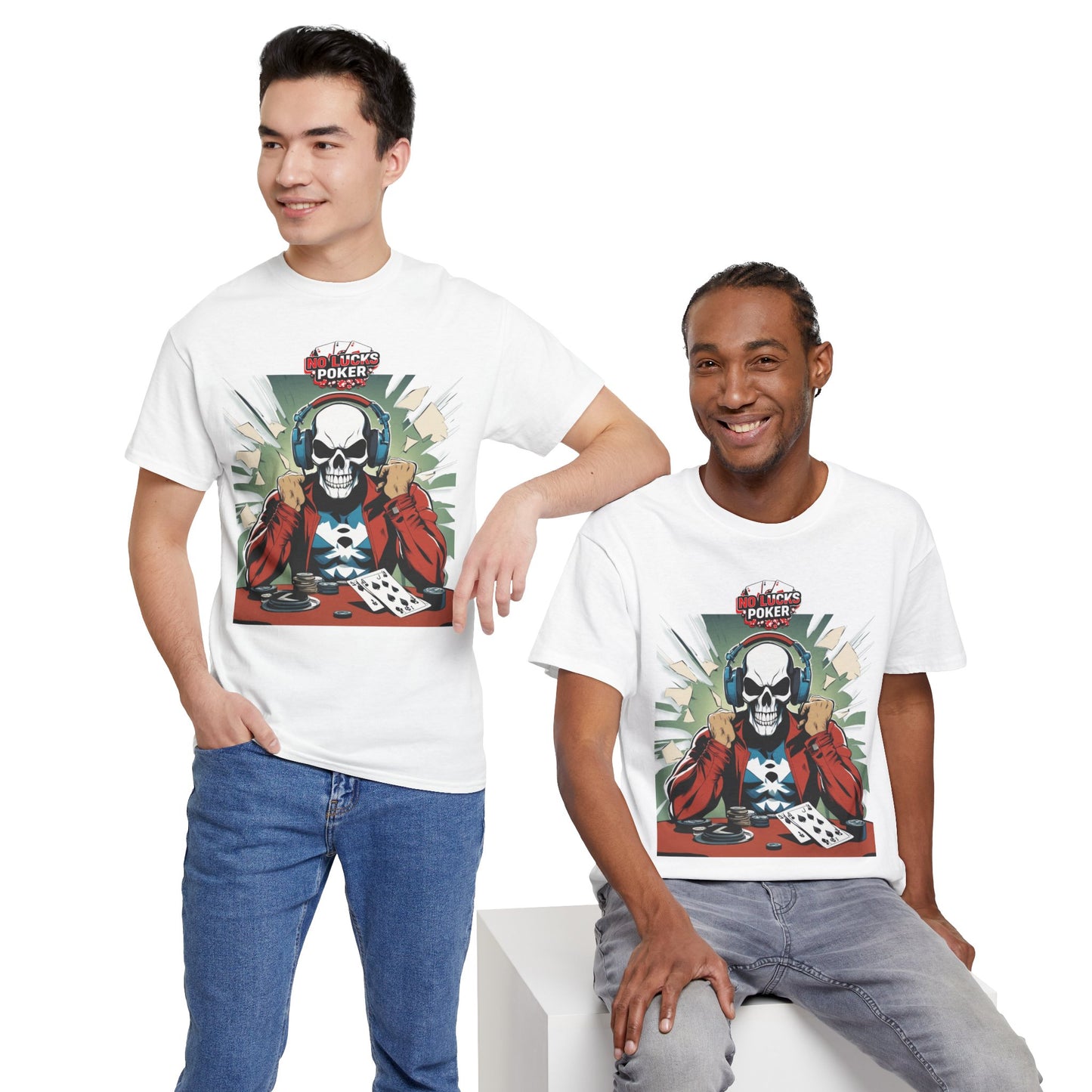 No Lucks Given – Poker Skull w/ Headphones Tee (Hero/Villain Edition)
