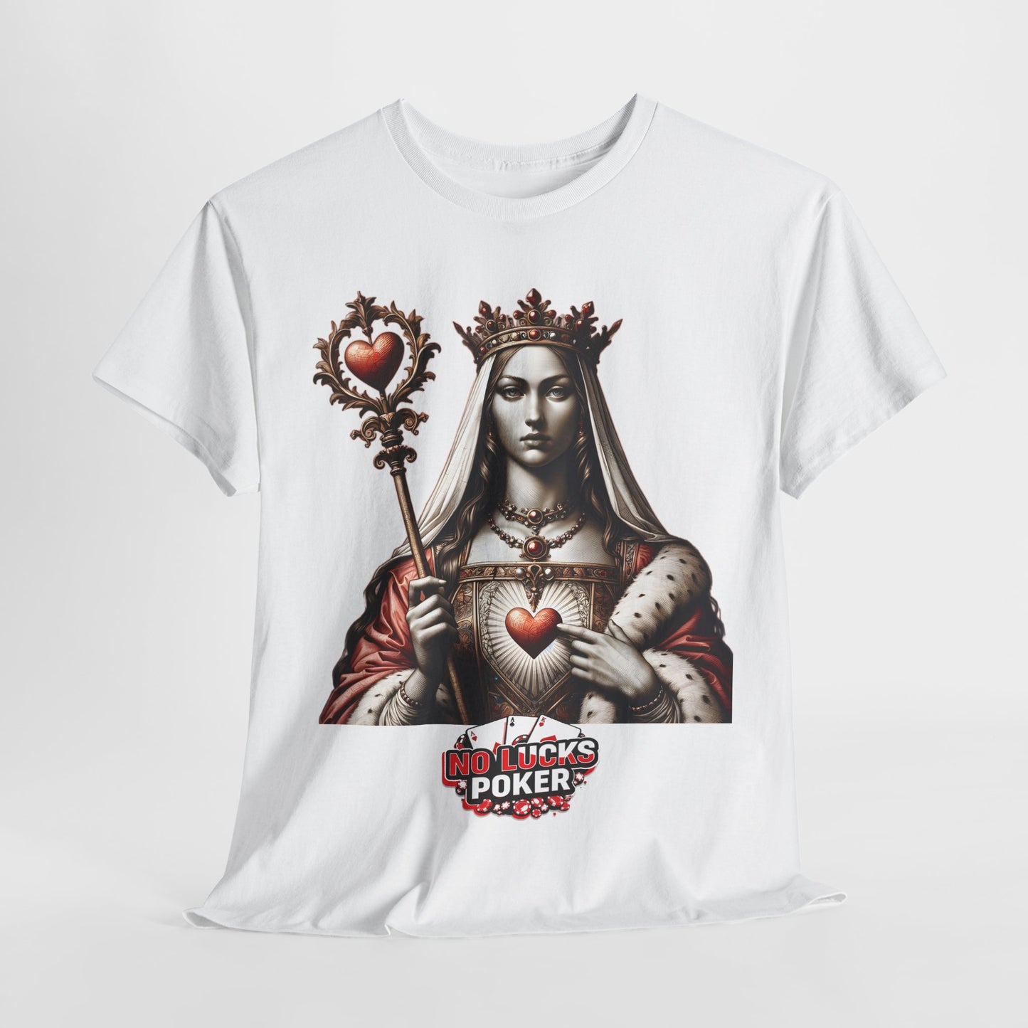 Queen of Hearts Poker T-Shirt | Unisex Heavy Cotton Tee