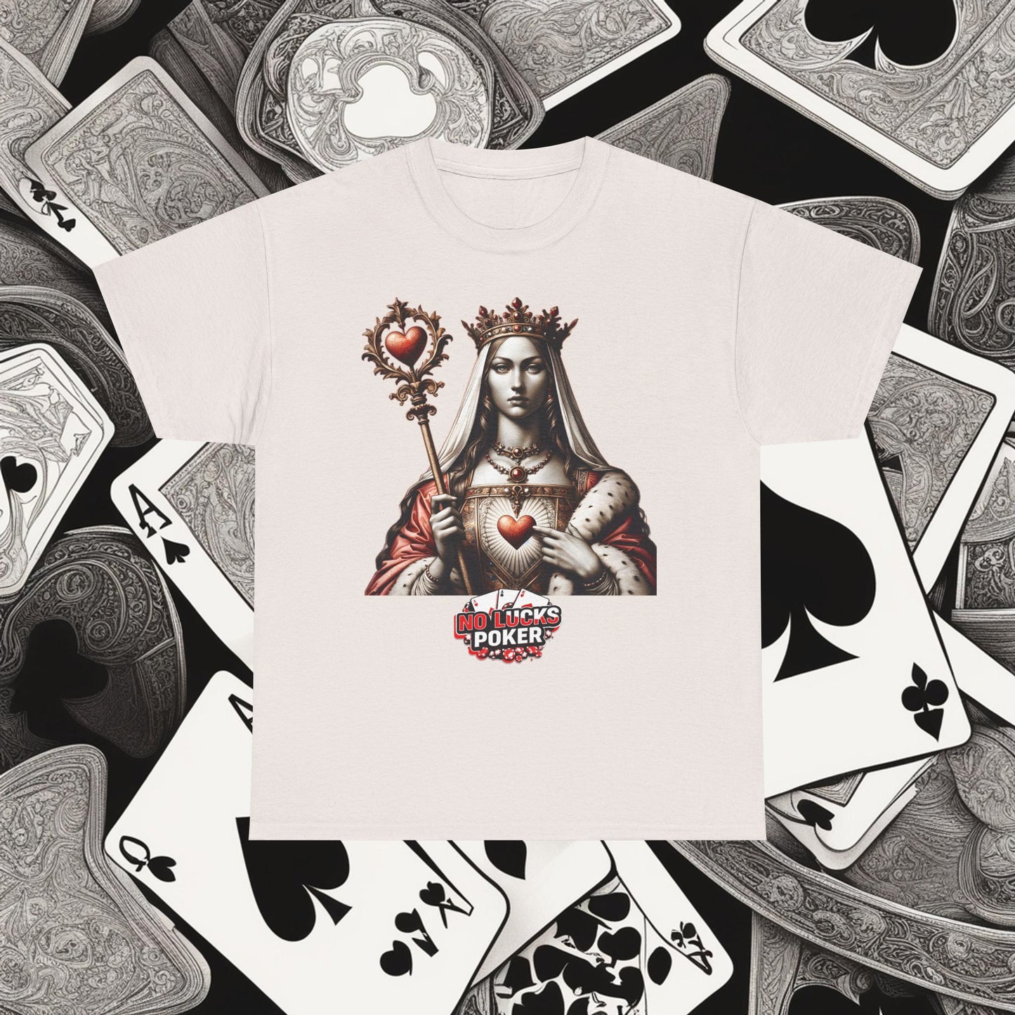 Queen of Hearts Poker T-Shirt | Unisex Heavy Cotton Tee