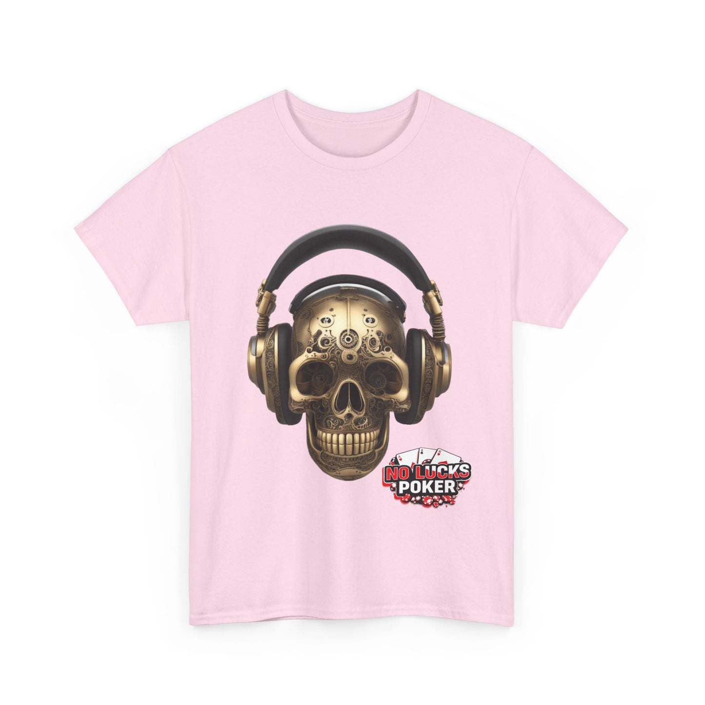 Clockwork steampunk Skull with headphones unisex heavy cotton T-shirt