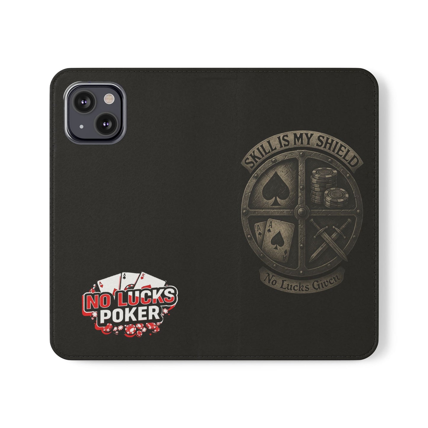 Skill Is My Shield Poker Phone Case | Zero Lucks – Ace of Spades & Crossed Swords – iPhone & Android Phone Cover
