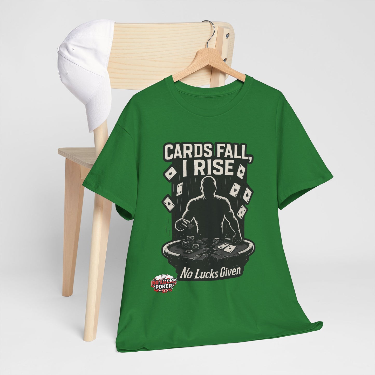 Cards Fall, I Rise Poker T-Shirt | Zero Lucks – Rise Above
