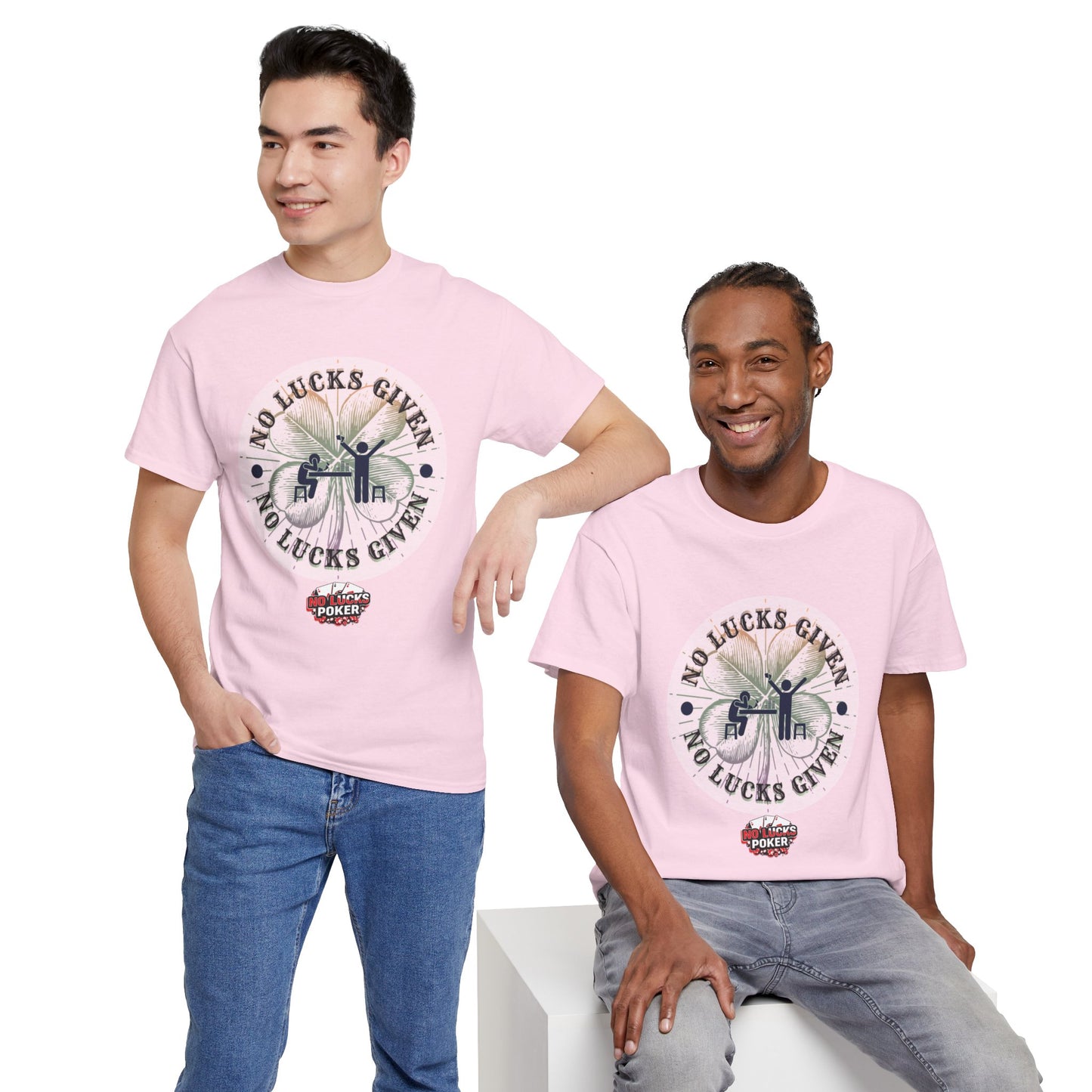 No Lucks Given – Large Clover Poker T-Shirt | Skill Over Luck