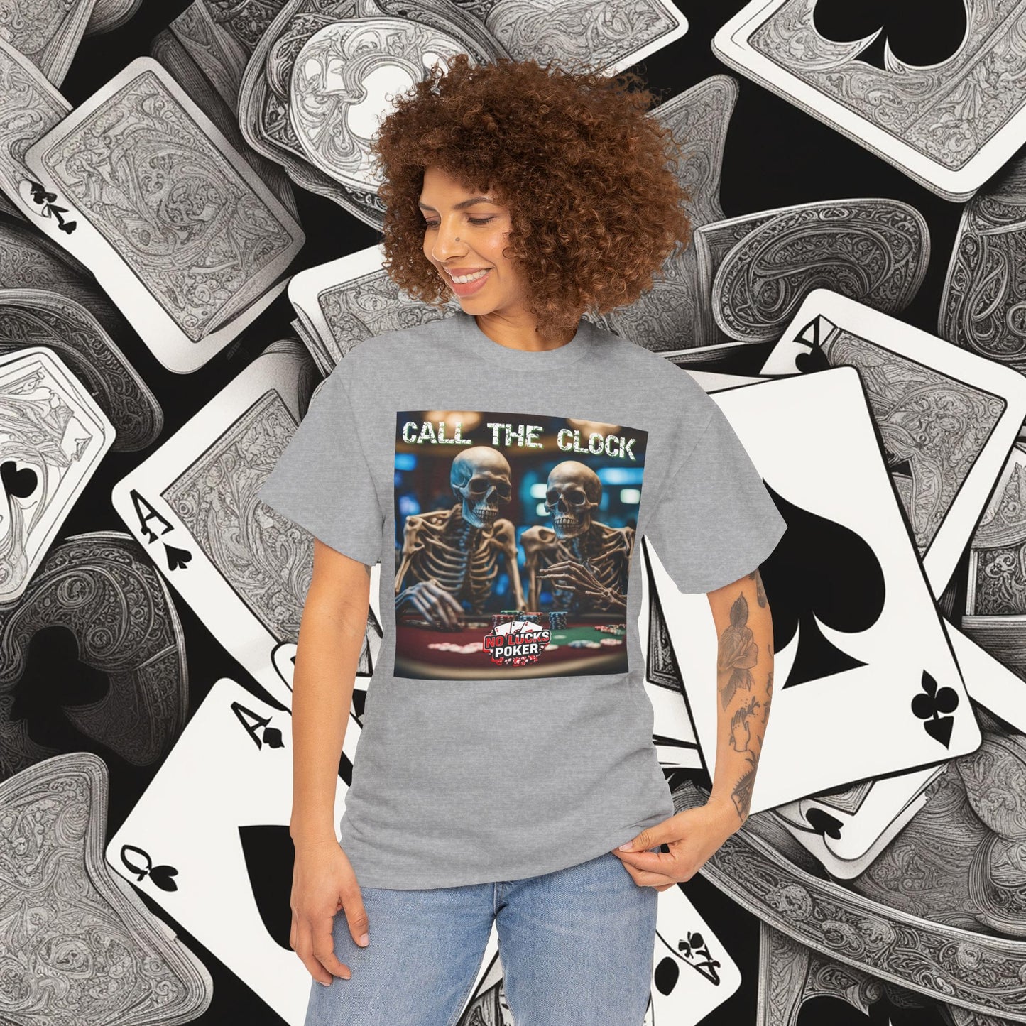 Call the clock skull unisex heavy cotton T-Shirt Must have Good Luck All-in