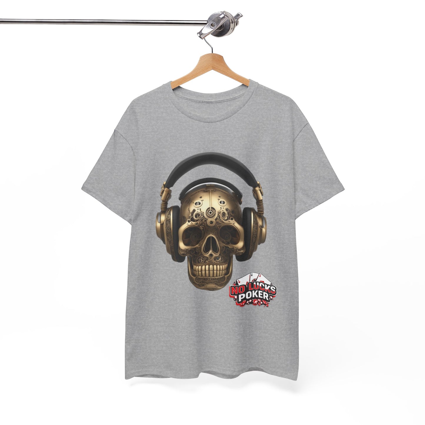 Clockwork steampunk Skull with headphones unisex heavy cotton T-shirt