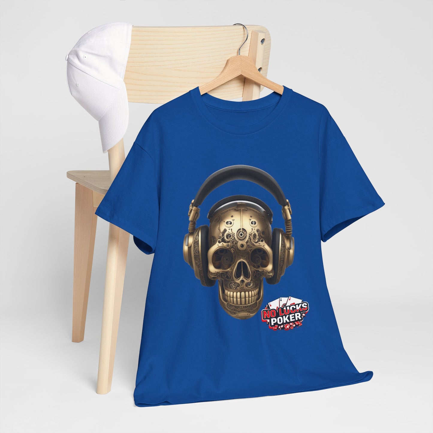 Clockwork steampunk Skull with headphones unisex heavy cotton T-shirt