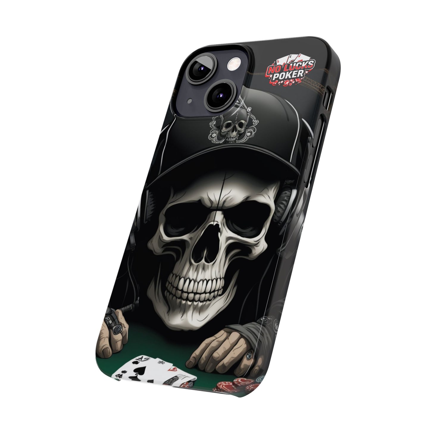 Poker Player with Skull at Poker Table Slim Phone Case -  iPhone 13 - 16