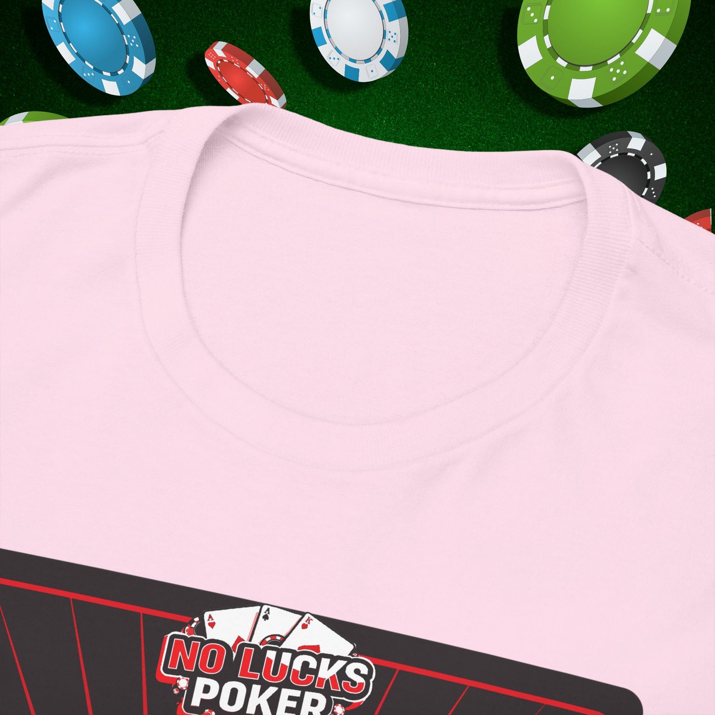 No Lucks Given Ace of Clubs card with two big axes Red Green Poker T-Shirt Must have Good Luck All-in