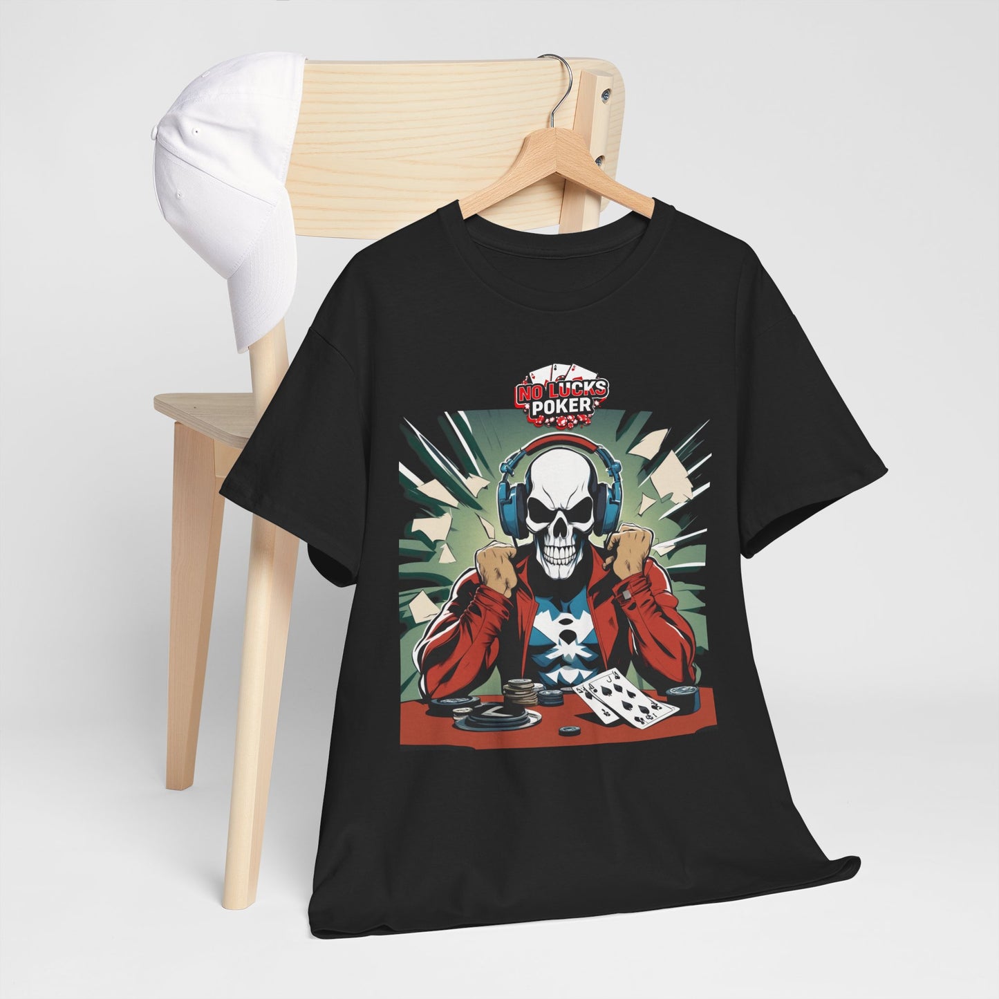 No Lucks Given – Poker Skull w/ Headphones Tee (Hero/Villain Edition)