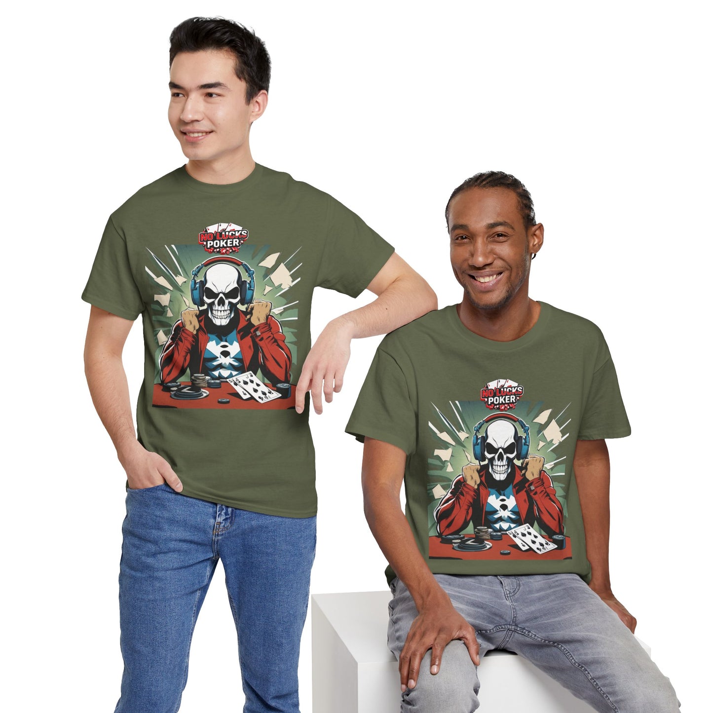 No Lucks Given – Poker Skull w/ Headphones Tee (Hero/Villain Edition)