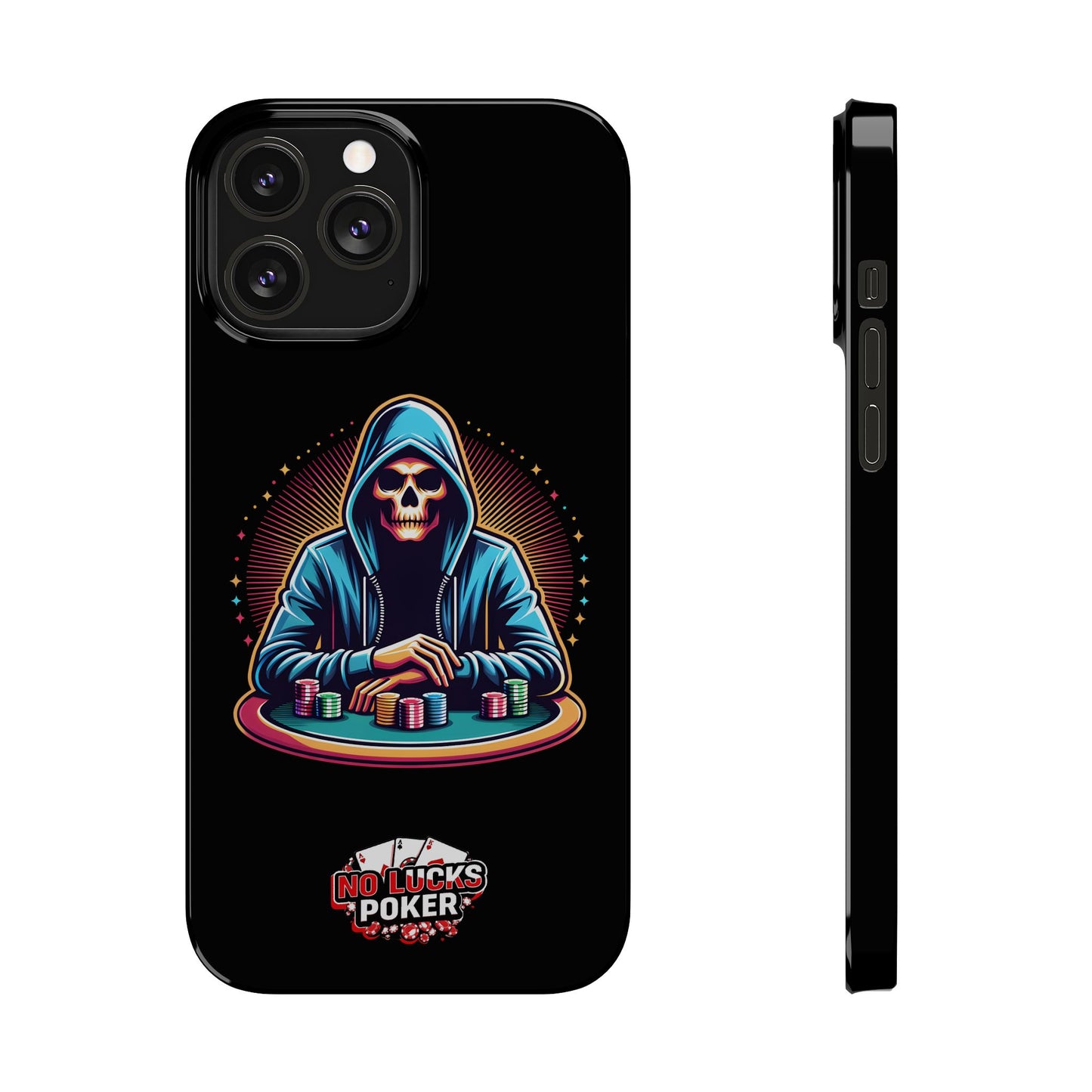 Poker Player with Skull at Poker Table Slim Phone Case -  iPhone 13 - 15
