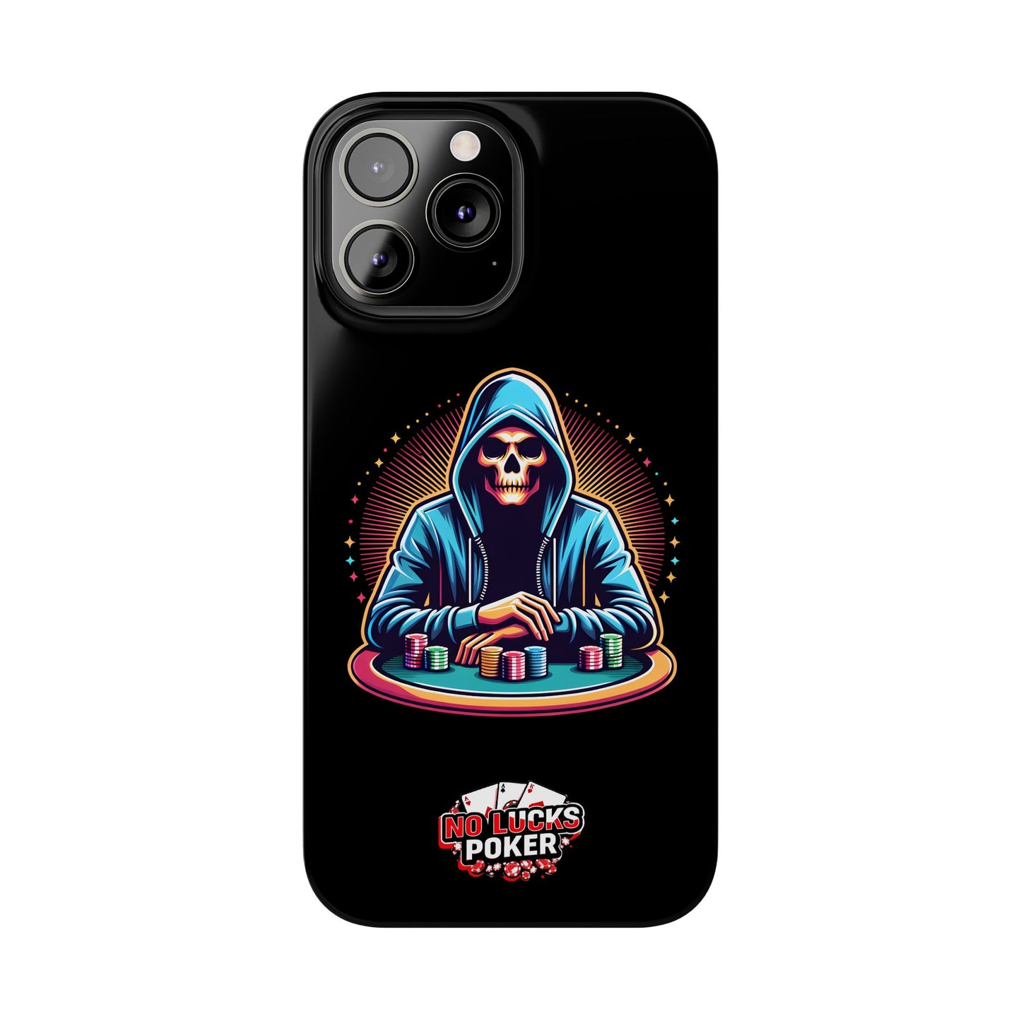 Poker Player with Skull at Poker Table Slim Phone Case -  iPhone 13 - 15