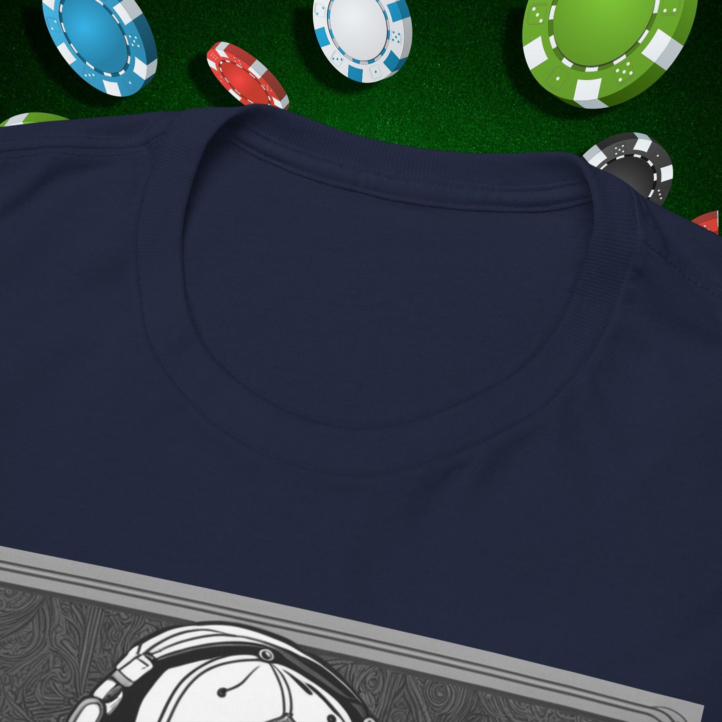 Poker Skull in hoodie and headphones unisex heavy cotton T-shirt No Lucks Given