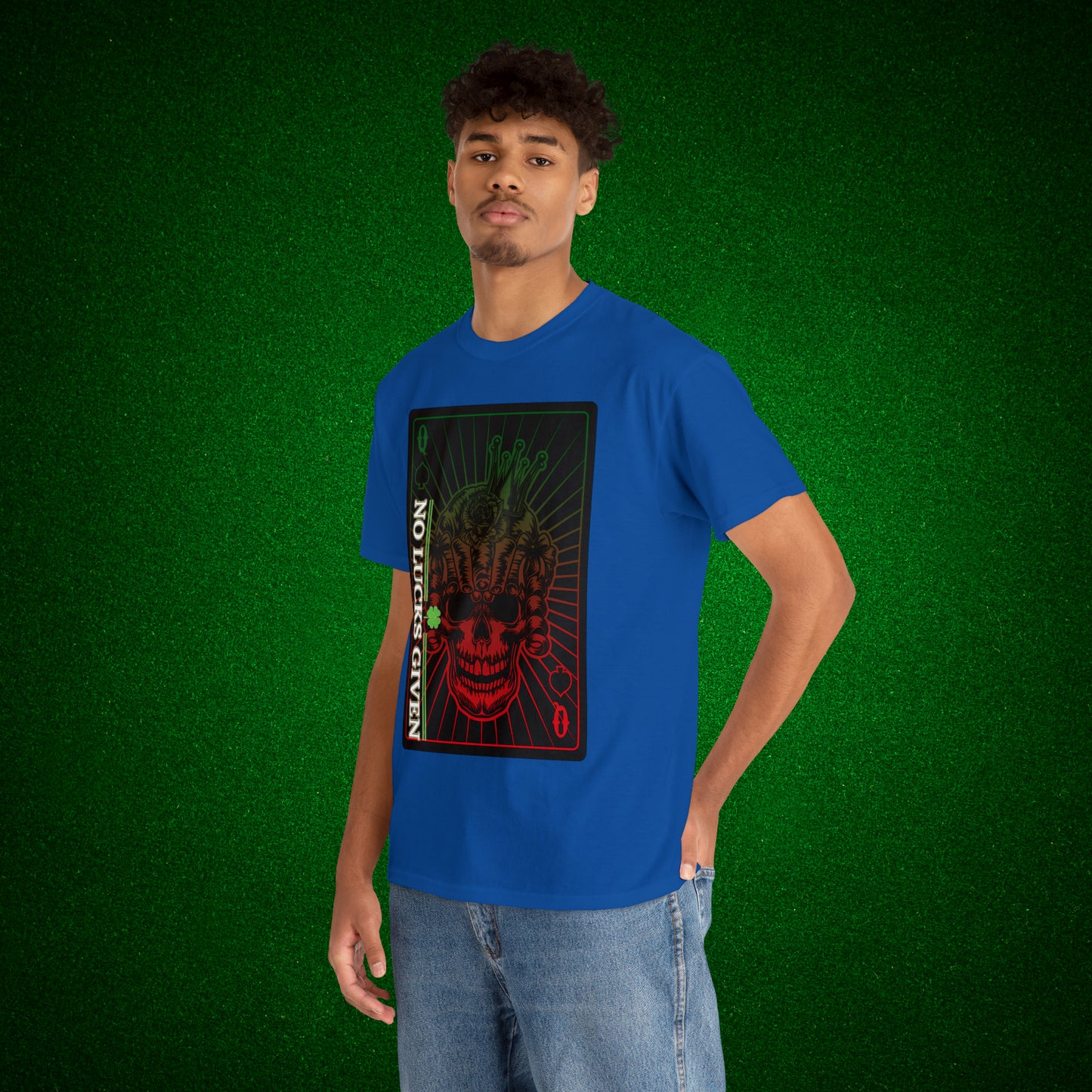 No Lucks Given Angry Queen of Spades Green Red Poker T-Shirt Must have Good Luck All-in