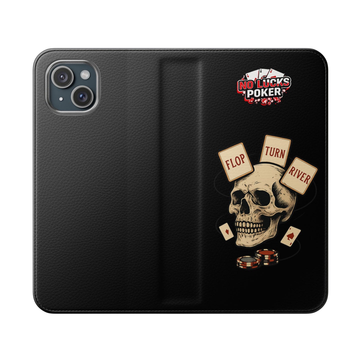 Flop Turn River Skull Wallet Phone Case | Zero Lucks – Poker Grind Gear