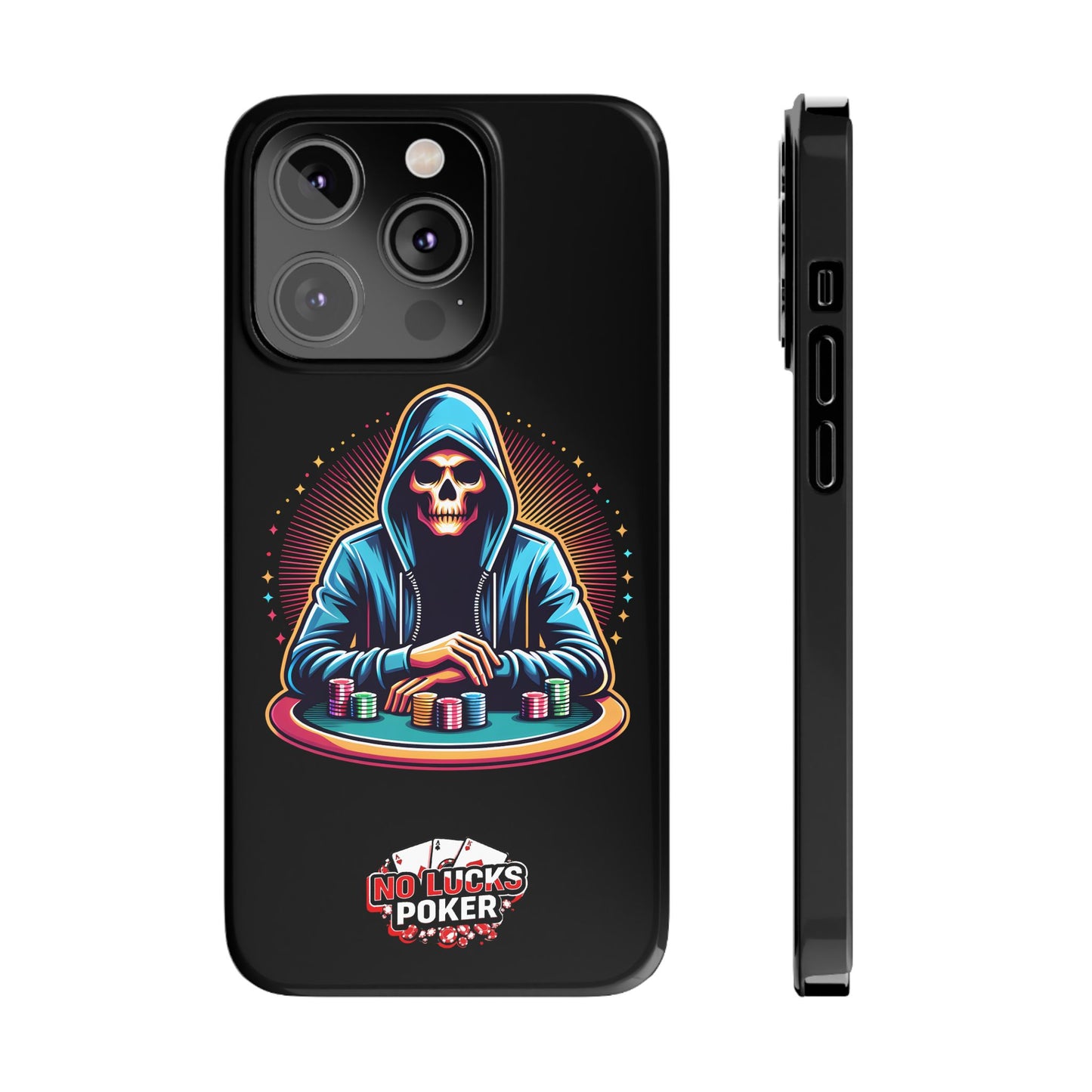 Poker Player with Skull at Poker Table Slim Phone Case -  iPhone 13 - 15